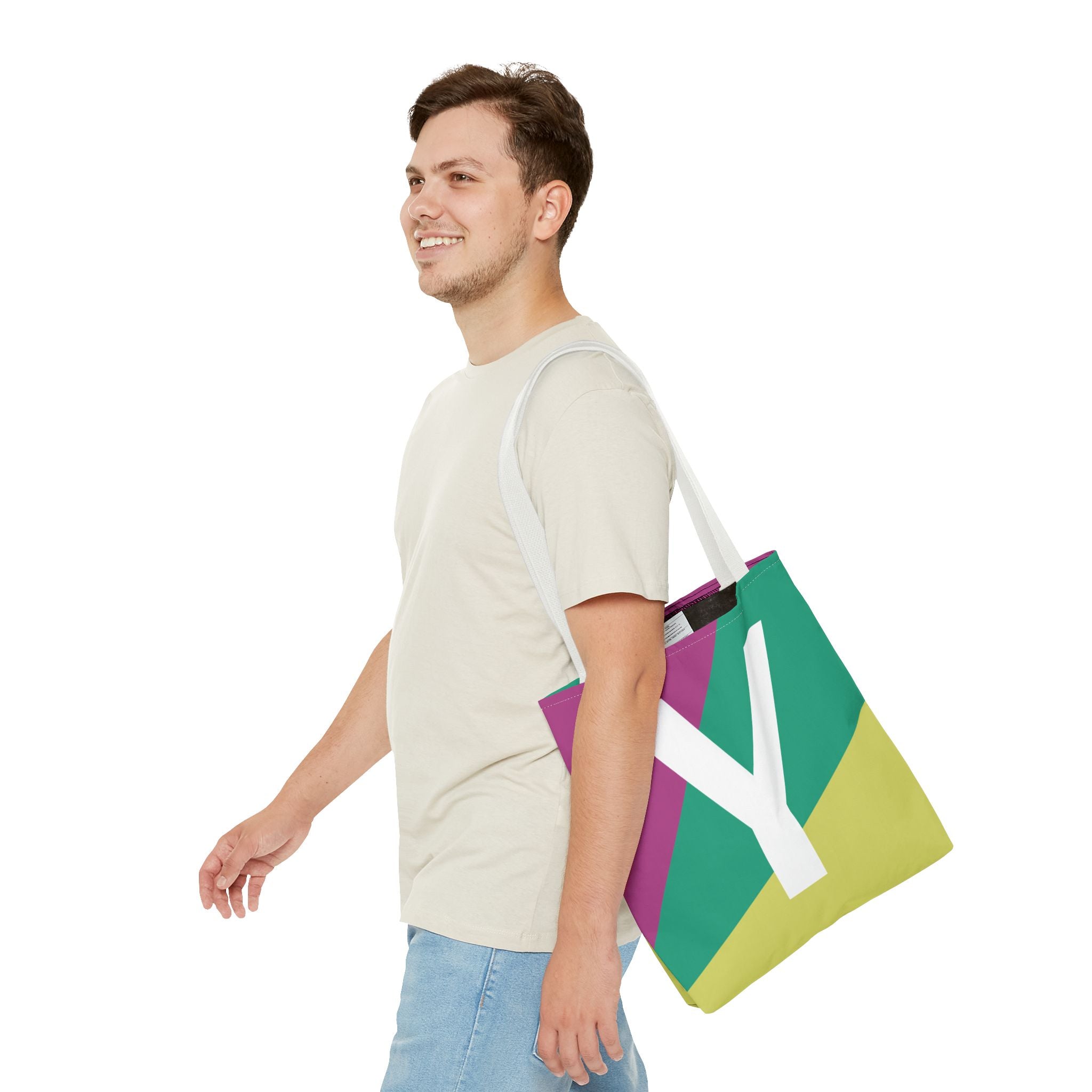 Monogram 'Y' Colorblock Tote Bag — Personalized Initial Y Shoulder Tote