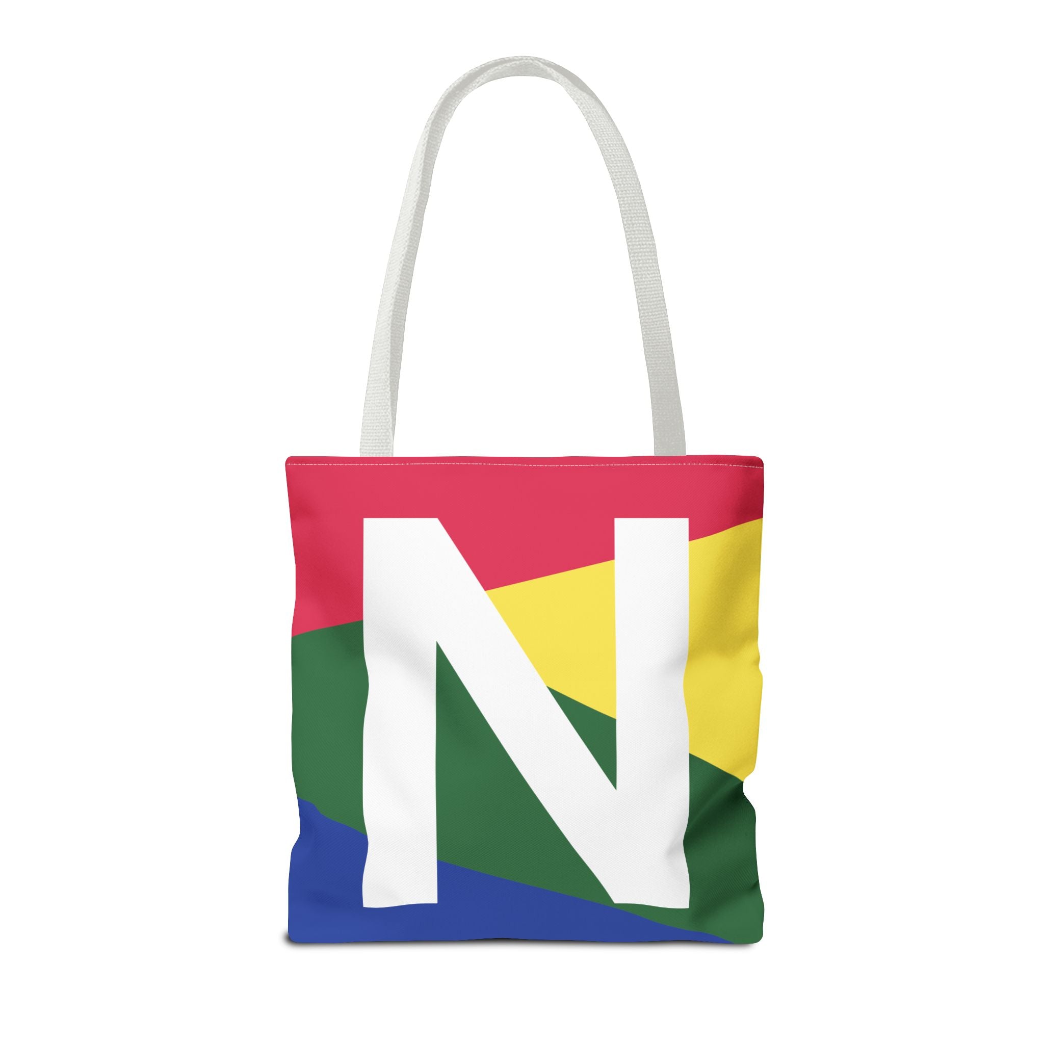 Monogram 'N' Colorblock Tote Bag — Personalized Initial N Shoulder Tote