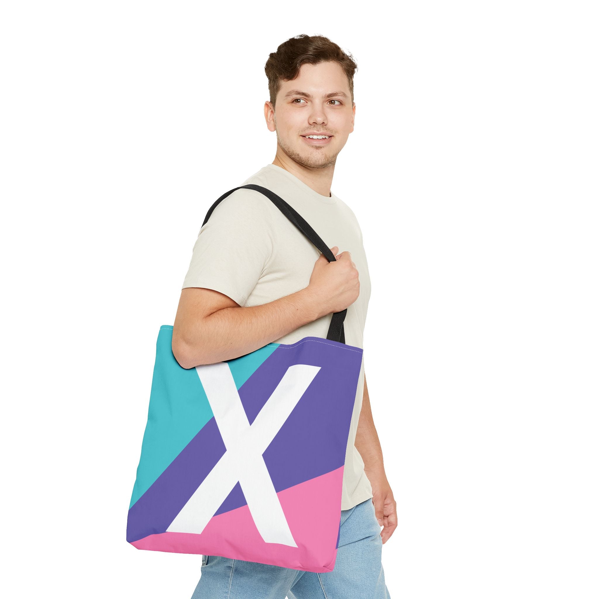 Monogram 'X' Colorblock Tote Bag — Personalized Initial X Shoulder Tote