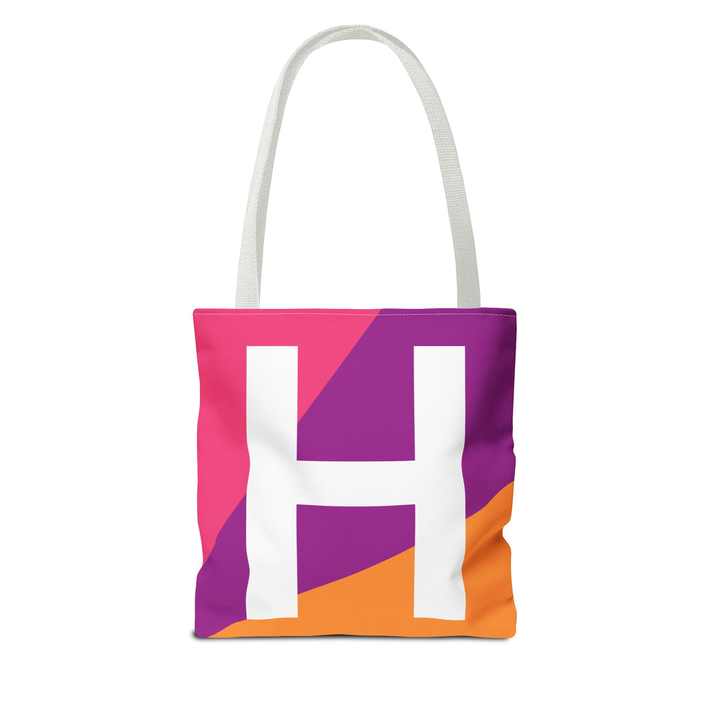 Monogram 'H' Colorblock Tote Bag — Personalized Initial H Shoulder Tote