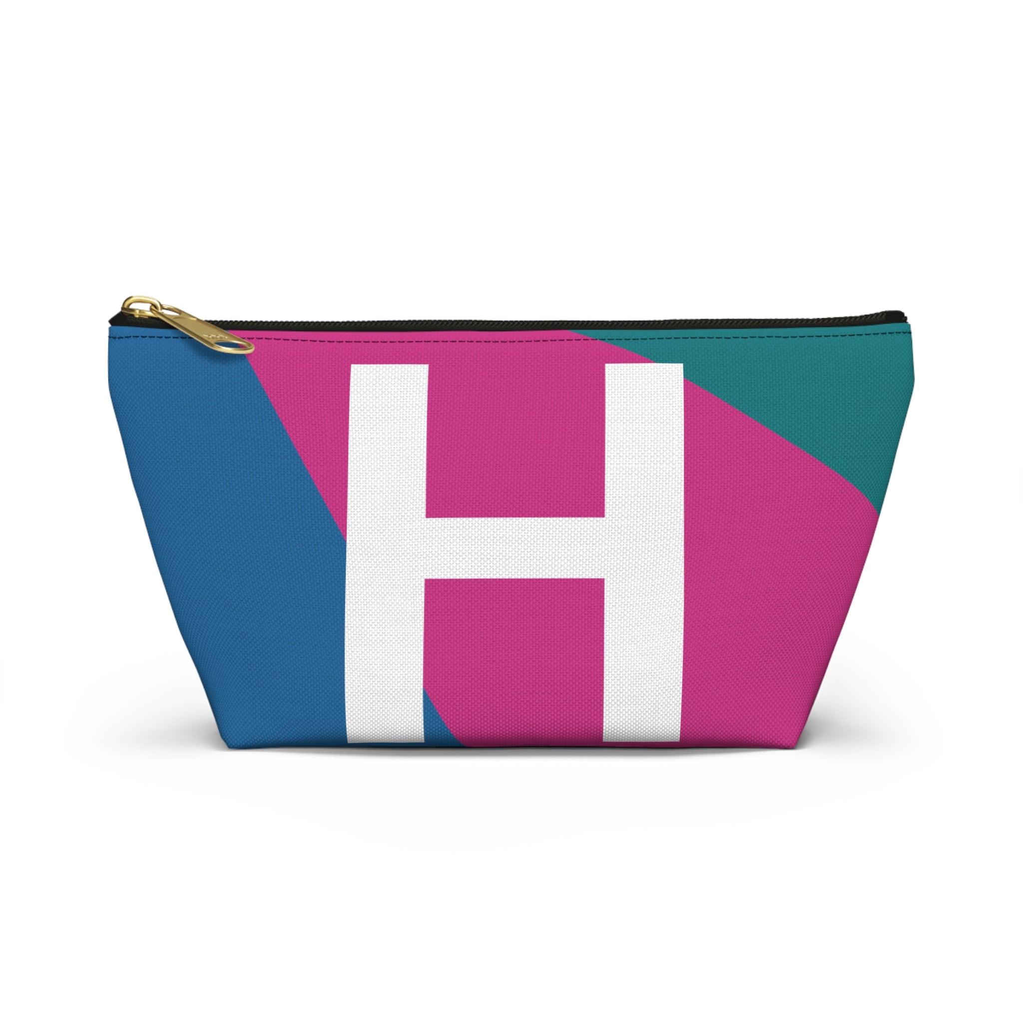 Initials Colorblock Accessory Pouch — Monogram H T-Bottom Cosmetic Bag
