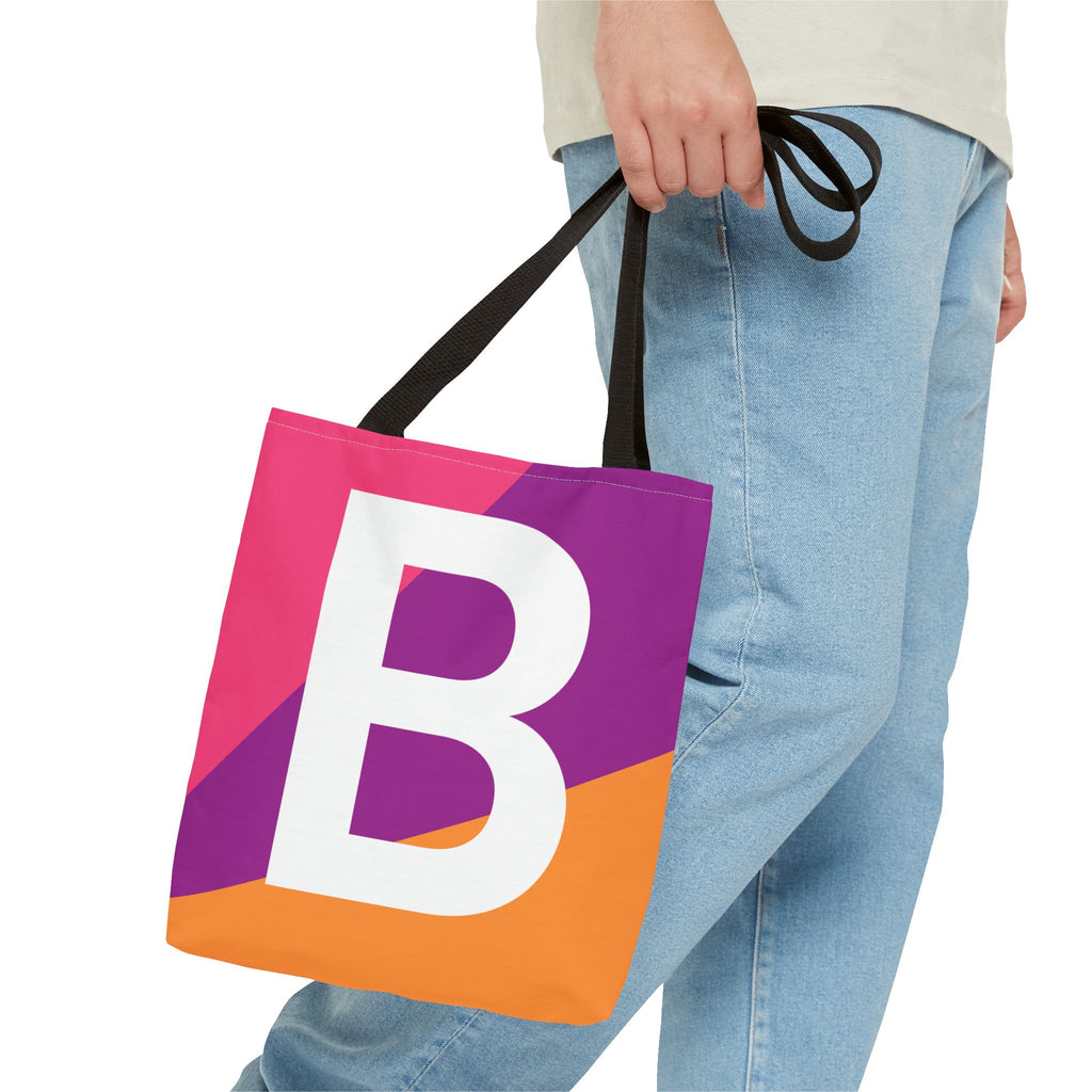 Monogram 'B' Colorblock Tote Bag — Personalized Initial B Shoulder Tote