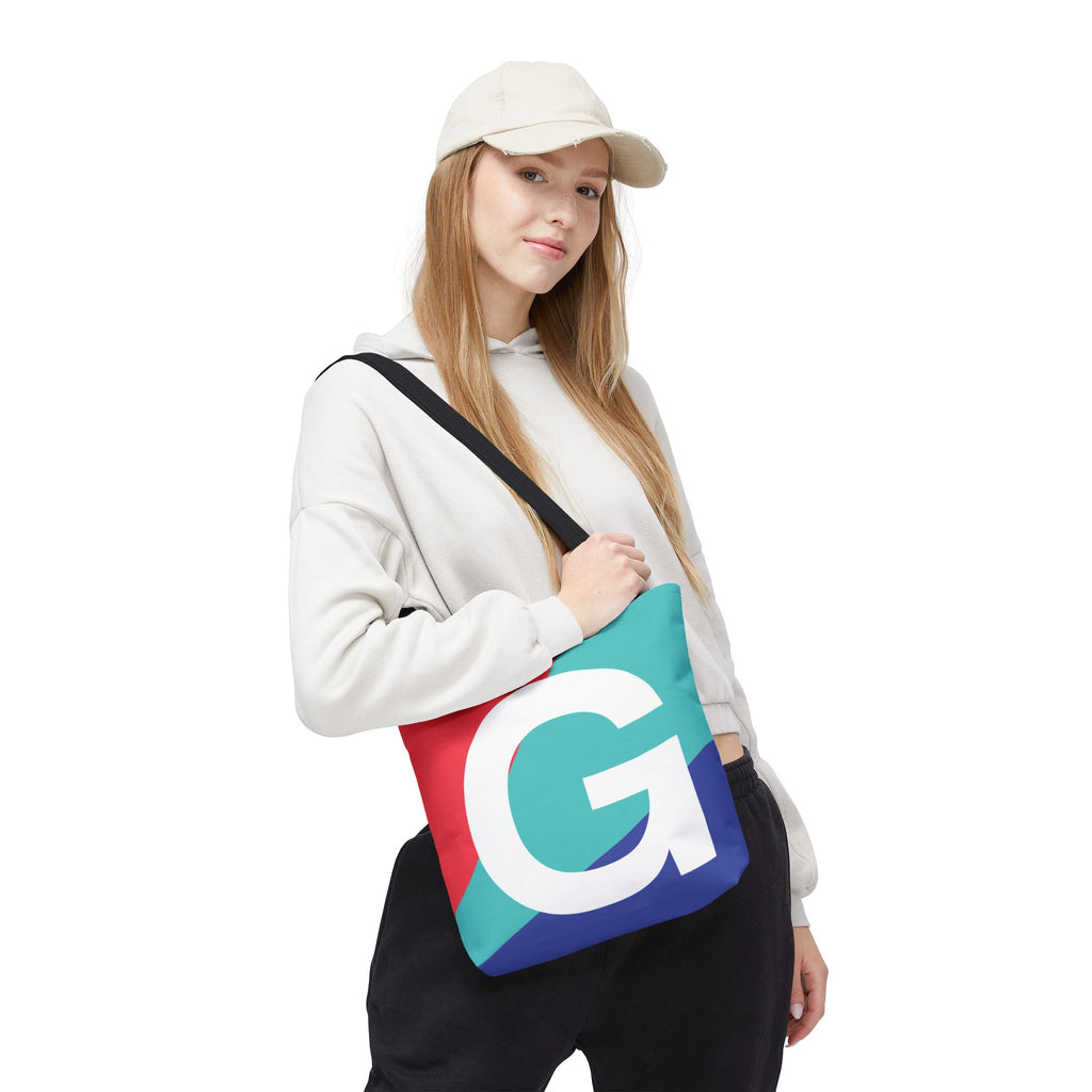 Monogram 'G' Colorblock Tote Bag — Personalized Initial G Shoulder Tote