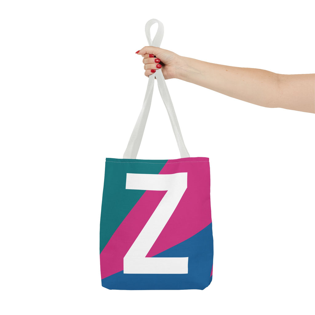 Monogram 'Z' Colorblock Tote Bag — Personalized Initial Z Shoulder Tote