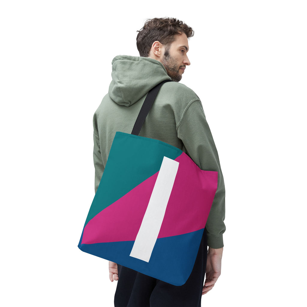 Monogram 'I' Colorblock Tote Bag — Personalized Initial I Shoulder Tote