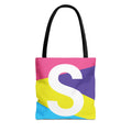 Monogram 'S' Colorblock Tote Bag — Personalized Initial S Shoulder Tote