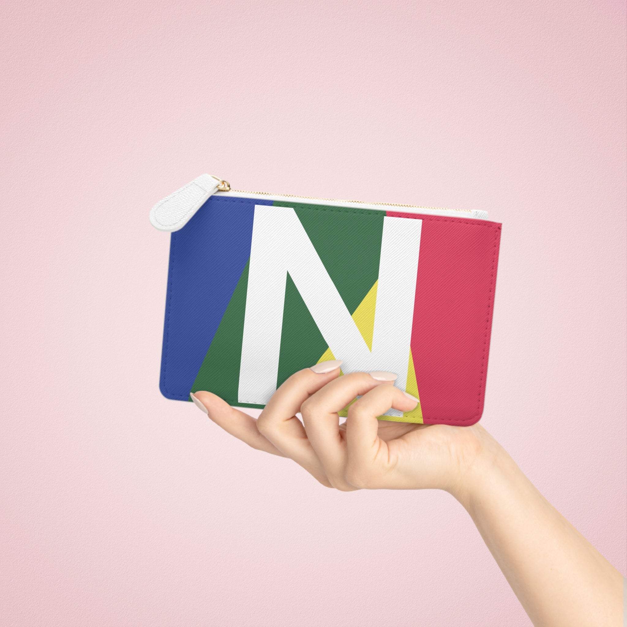 Initial N Mini Clutch — Colorblock Monogram Wristlet Wallet