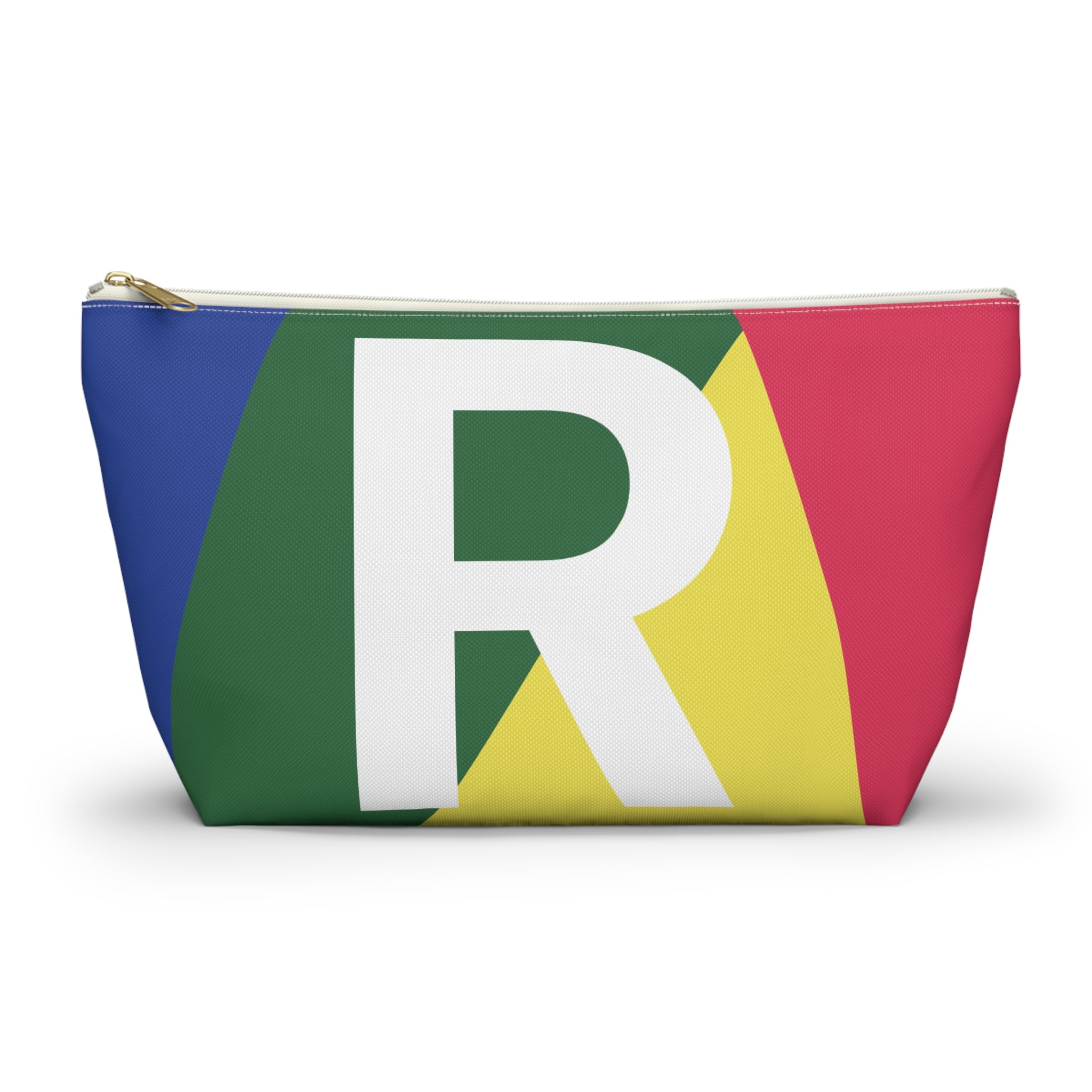 Initials Colorblock Accessory Pouch — Monogram R T-Bottom Cosmetic Bag