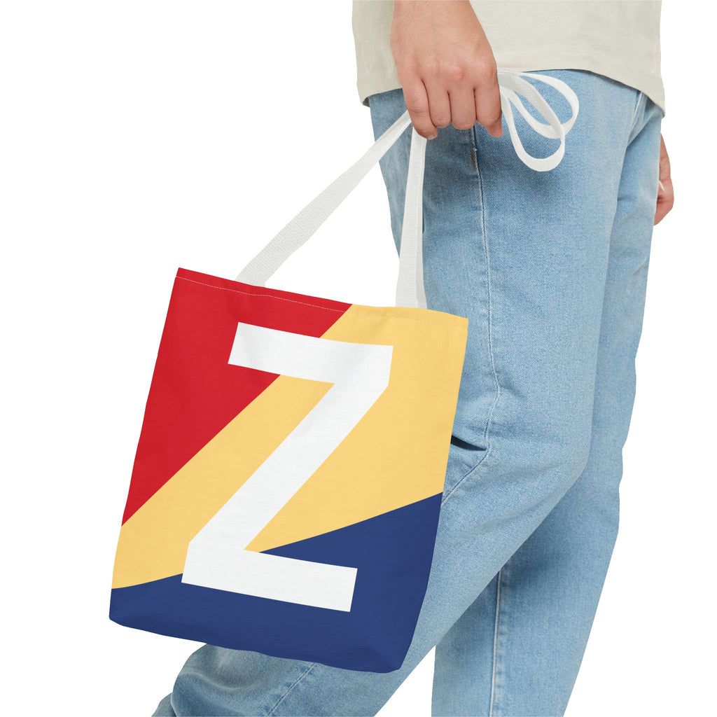 Monogram 'Z' Colorblock Tote Bag — Personalized Initial Z Shoulder Tote