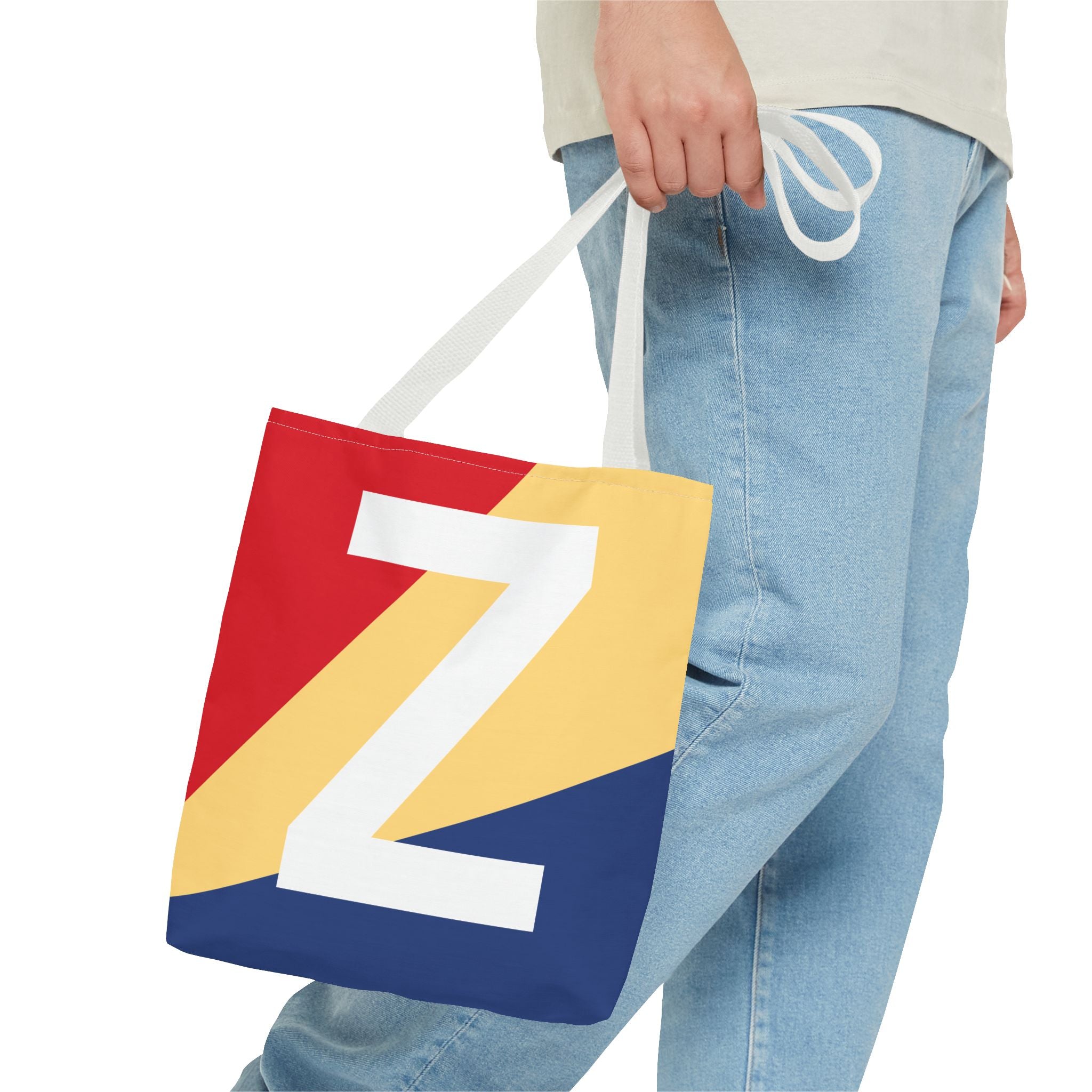 Monogram 'Z' Colorblock Tote Bag — Personalized Initial Z Shoulder Tote
