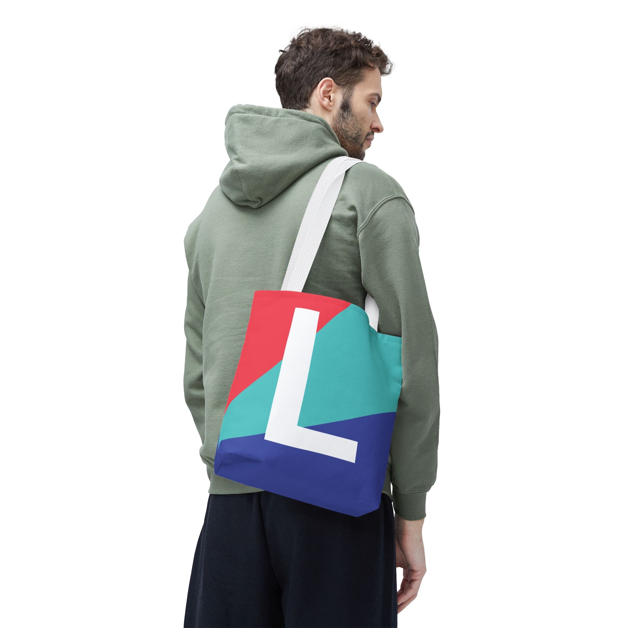 Monogram 'L' Colorblock Tote Bag — Personalized Initial L Shoulder Tote