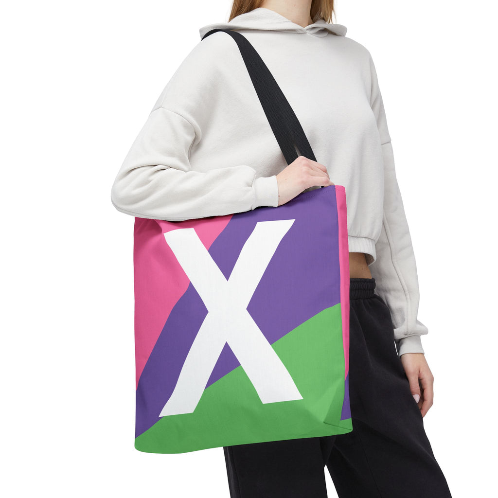 Monogram 'X' Colorblock Tote Bag — Personalized Initial X Shoulder Tote