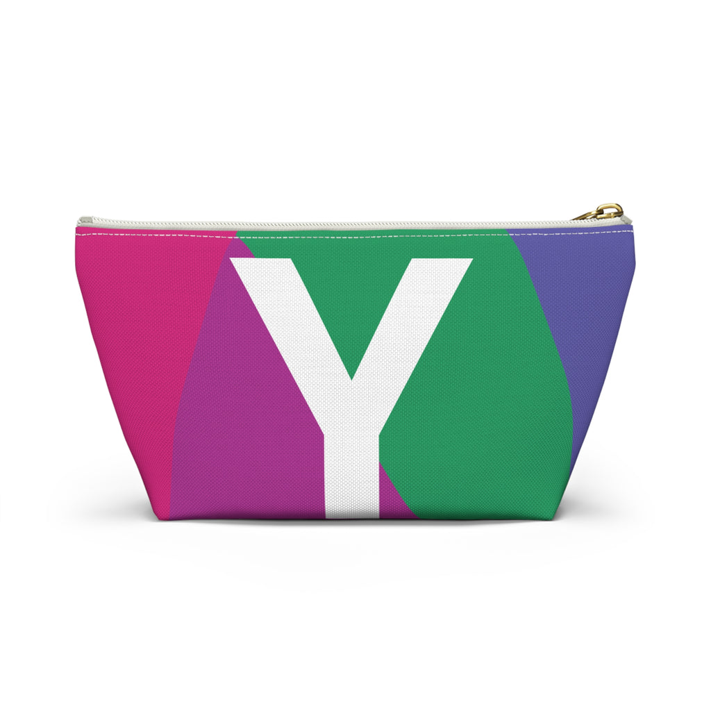 Initials Colorblock Accessory Pouch — Monogram Y T-Bottom Cosmetic Bag