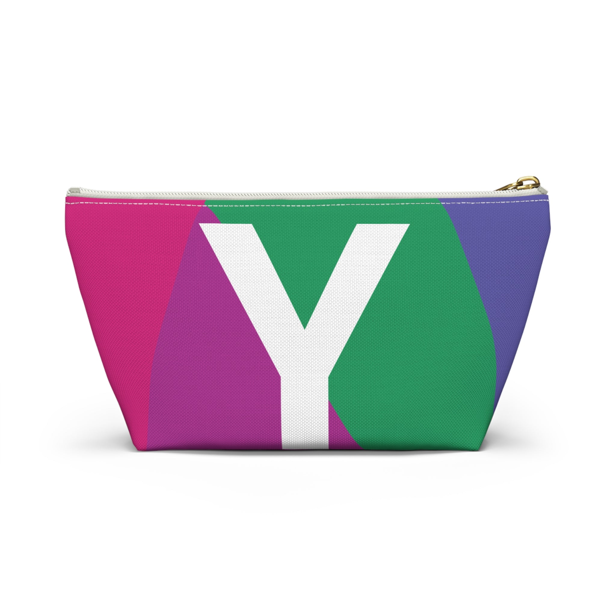 Initials Colorblock Accessory Pouch — Monogram Y T-Bottom Cosmetic Bag