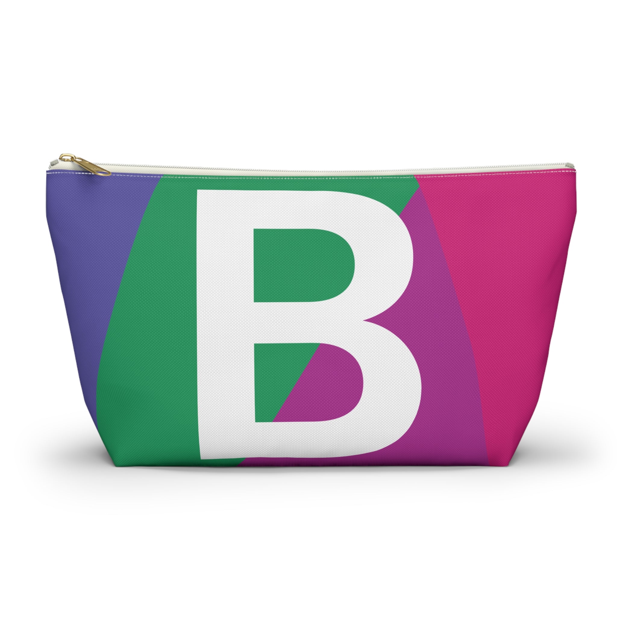 Initials Colorblock Accessory Pouch — Monogram B T-Bottom Cosmetic Bag