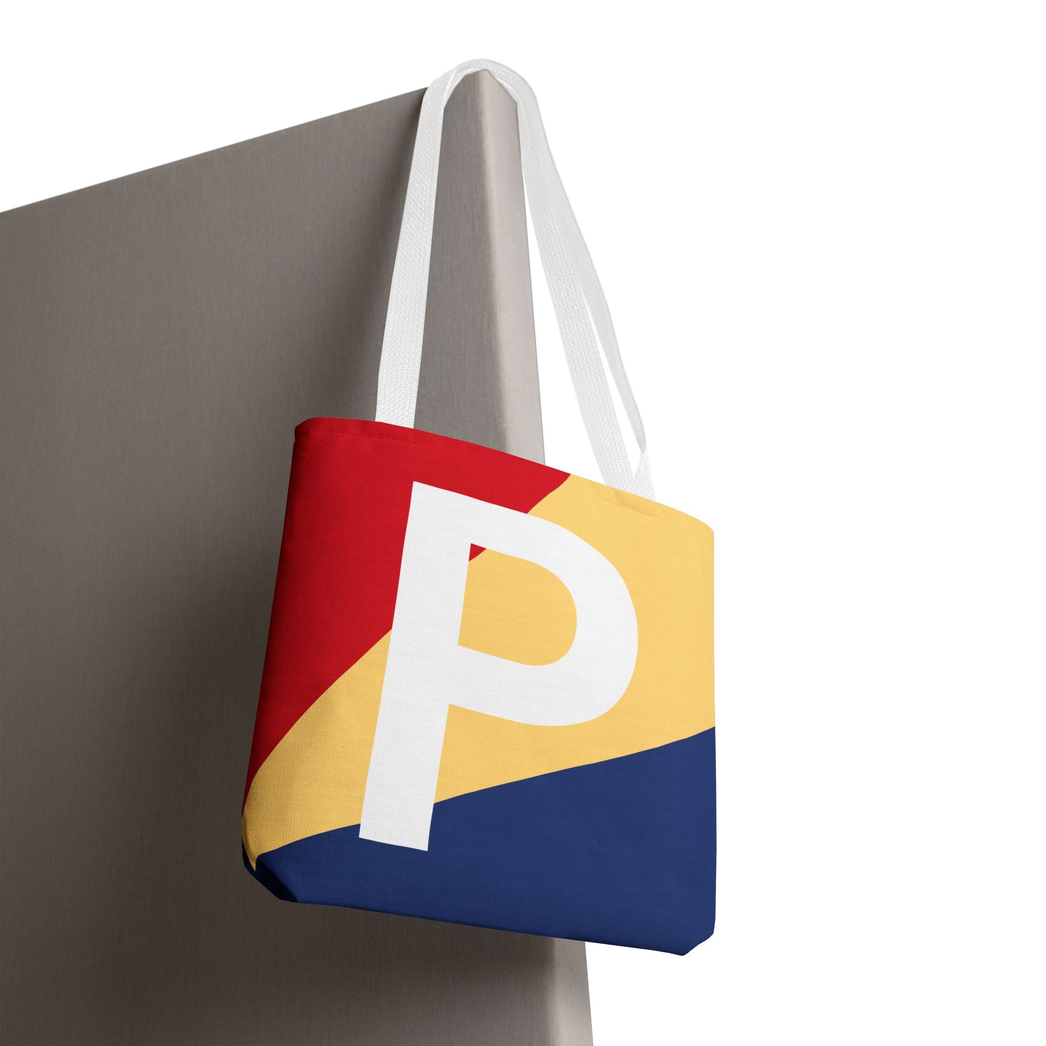 Monogram 'P' Colorblock Tote Bag — Personalized Initial P Shoulder Tote