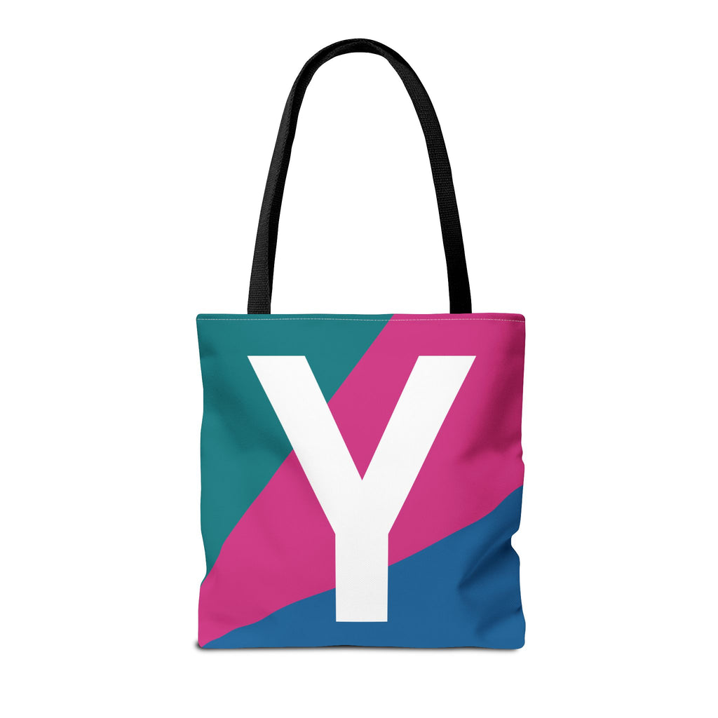 Monogram 'Y' Colorblock Tote Bag — Personalized Initial Y Shoulder Tote