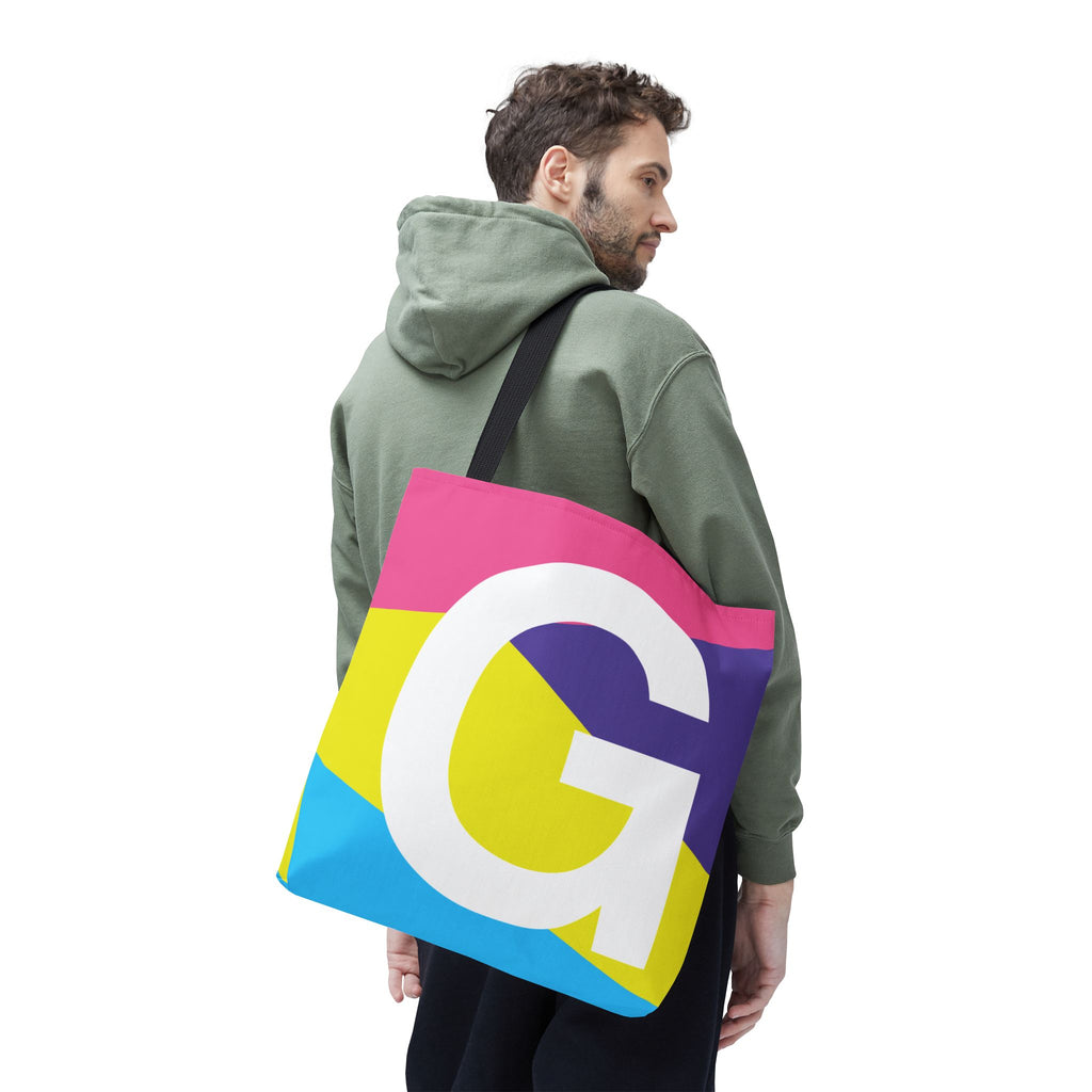 Monogram 'G' Colorblock Tote Bag — Personalized Initial G Shoulder Tote