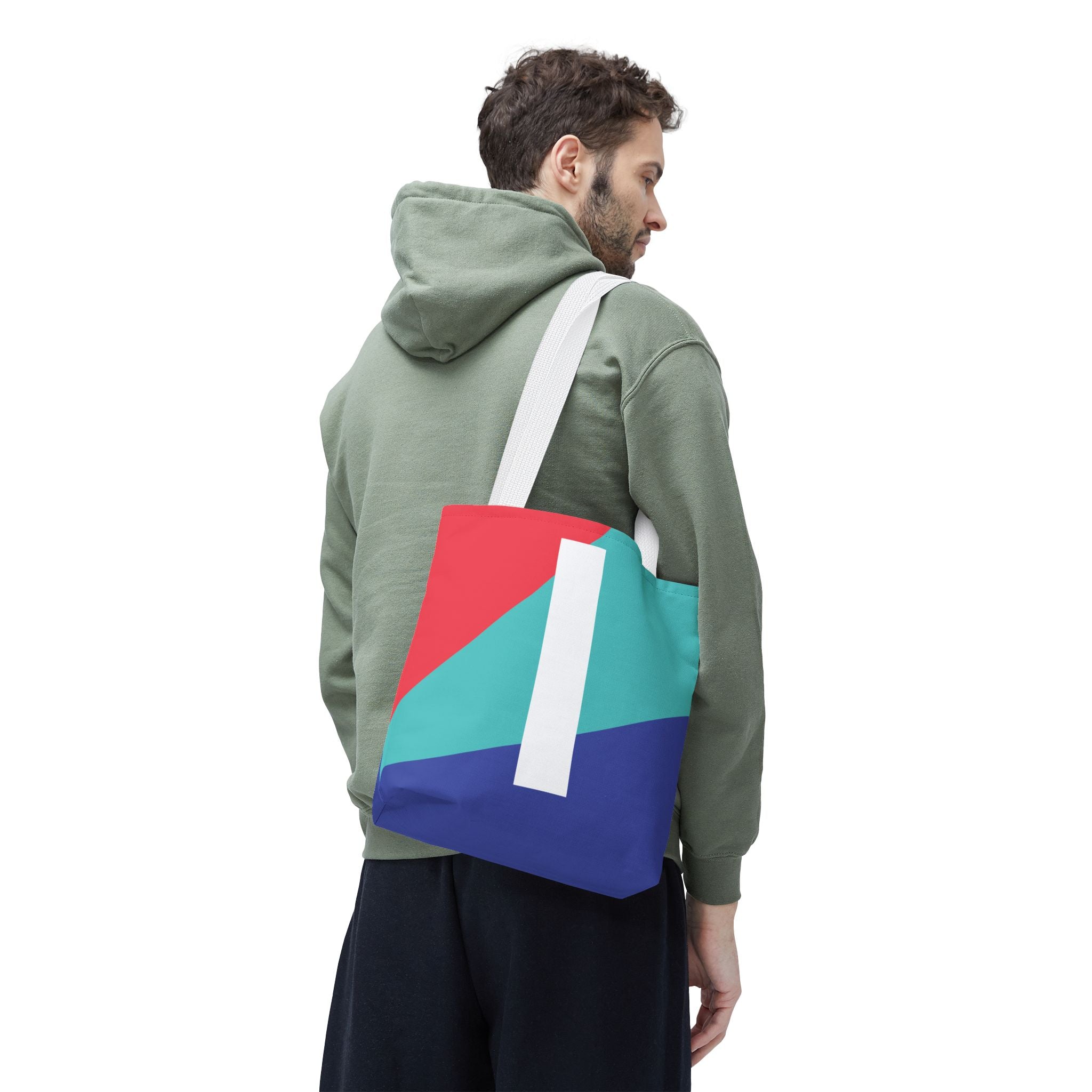 Monogram 'I' Colorblock Tote Bag — Personalized Initial I Shoulder Tote