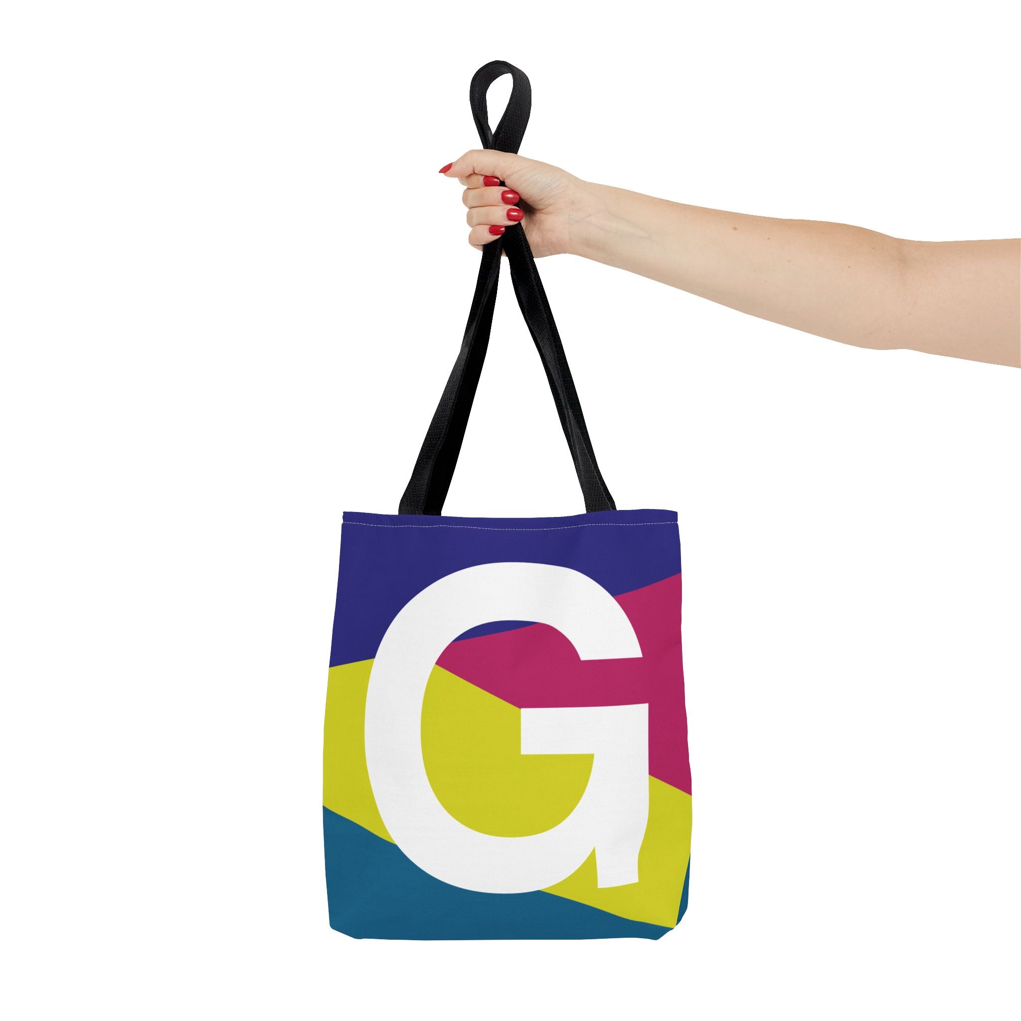 Monogram 'G' Colorblock Tote Bag — Personalized Initial G Shoulder Tote
