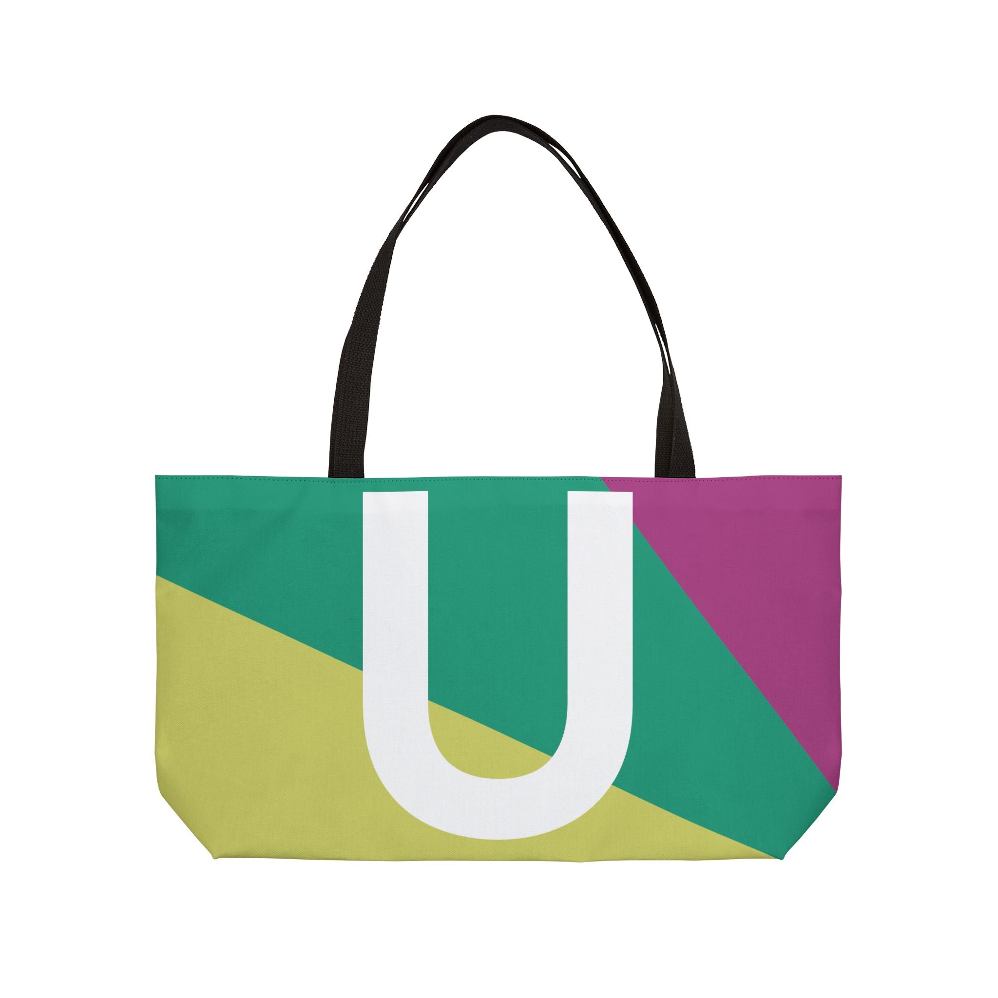 Personalized 'U' Colorblock Tote Bag — Monogram Weekender Tote