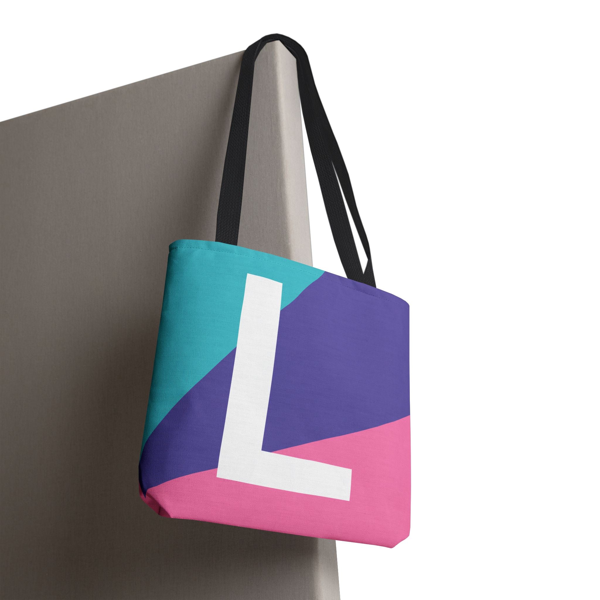 Monogram 'L' Colorblock Tote Bag — Personalized Initial L Shoulder Tote