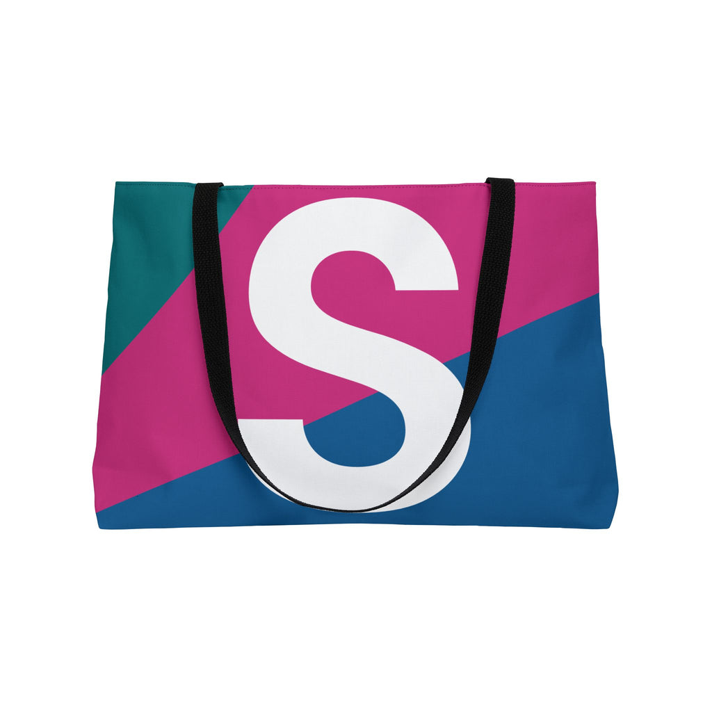 Personalized 'S' Colorblock Tote Bag — Monogram Weekender Tote