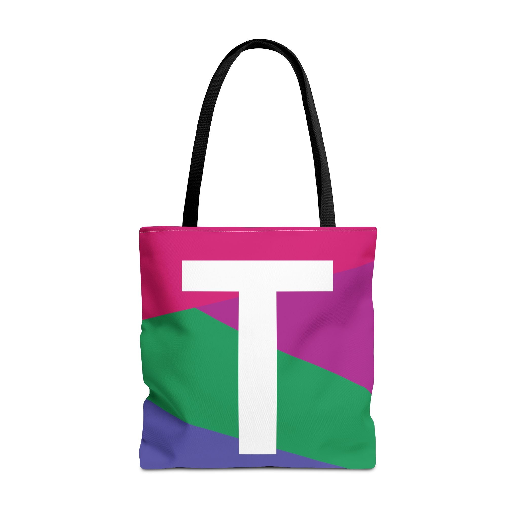 Monogram 'T' Colorblock Tote Bag — Personalized Initial T Shoulder Tote