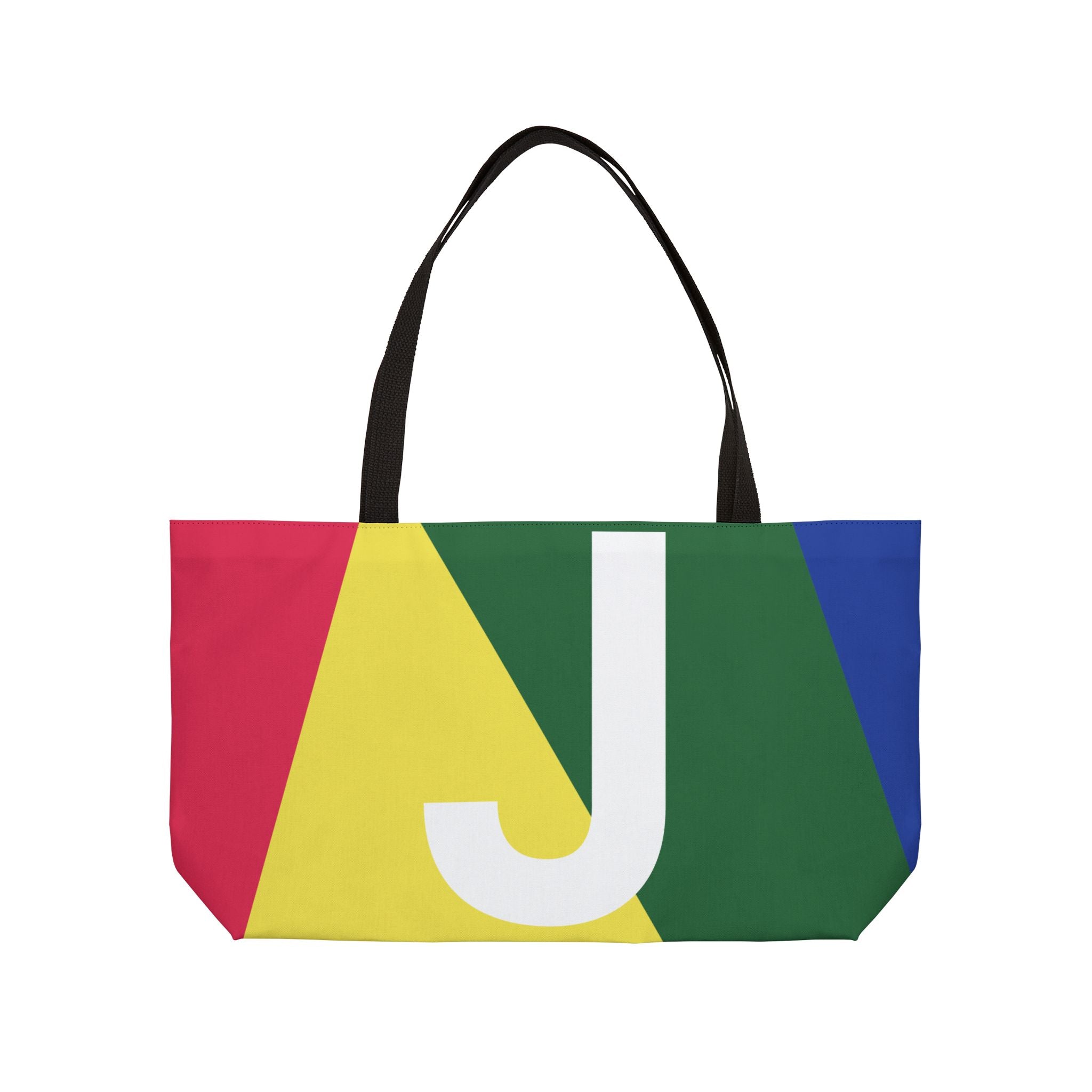Personalized 'J' Colorblock Tote Bag — Monogram Weekender Tote