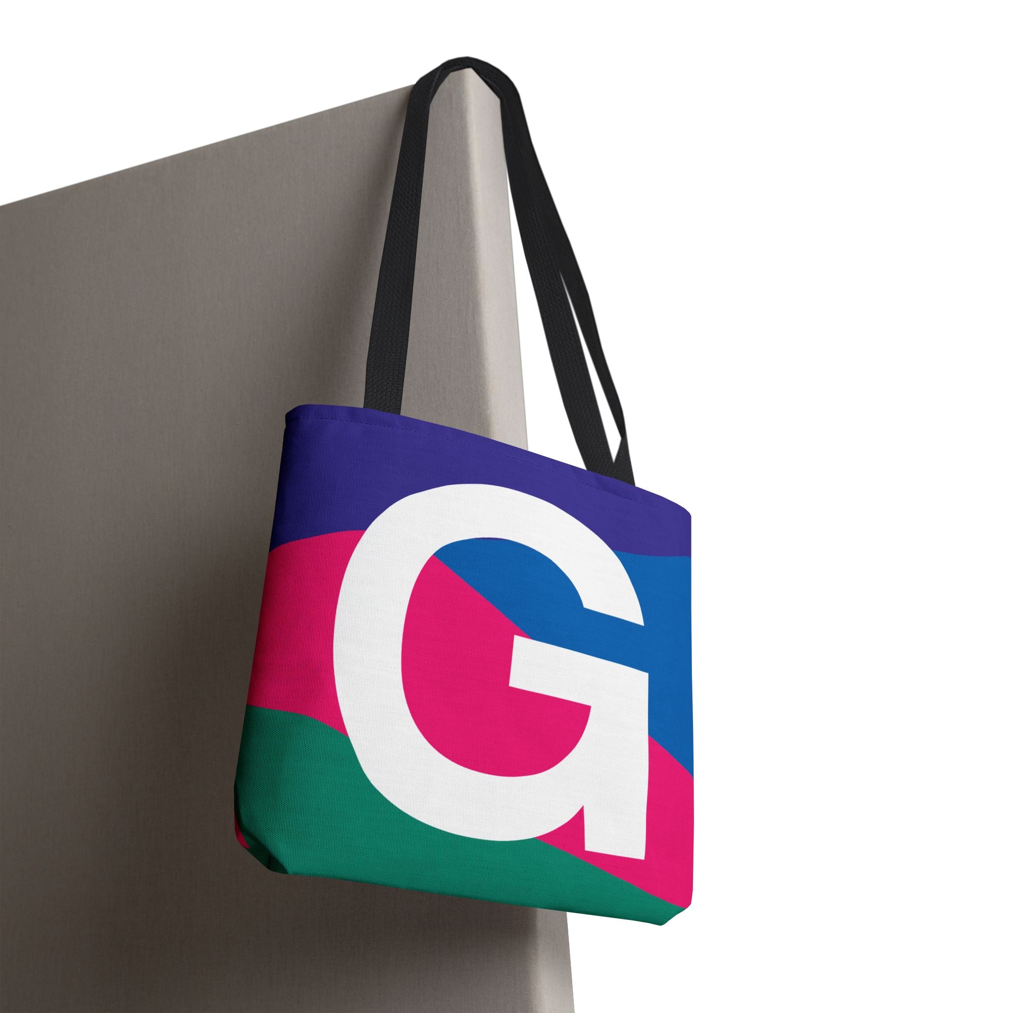 Monogram 'G' Colorblock Tote Bag — Personalized Initial G Shoulder Tote