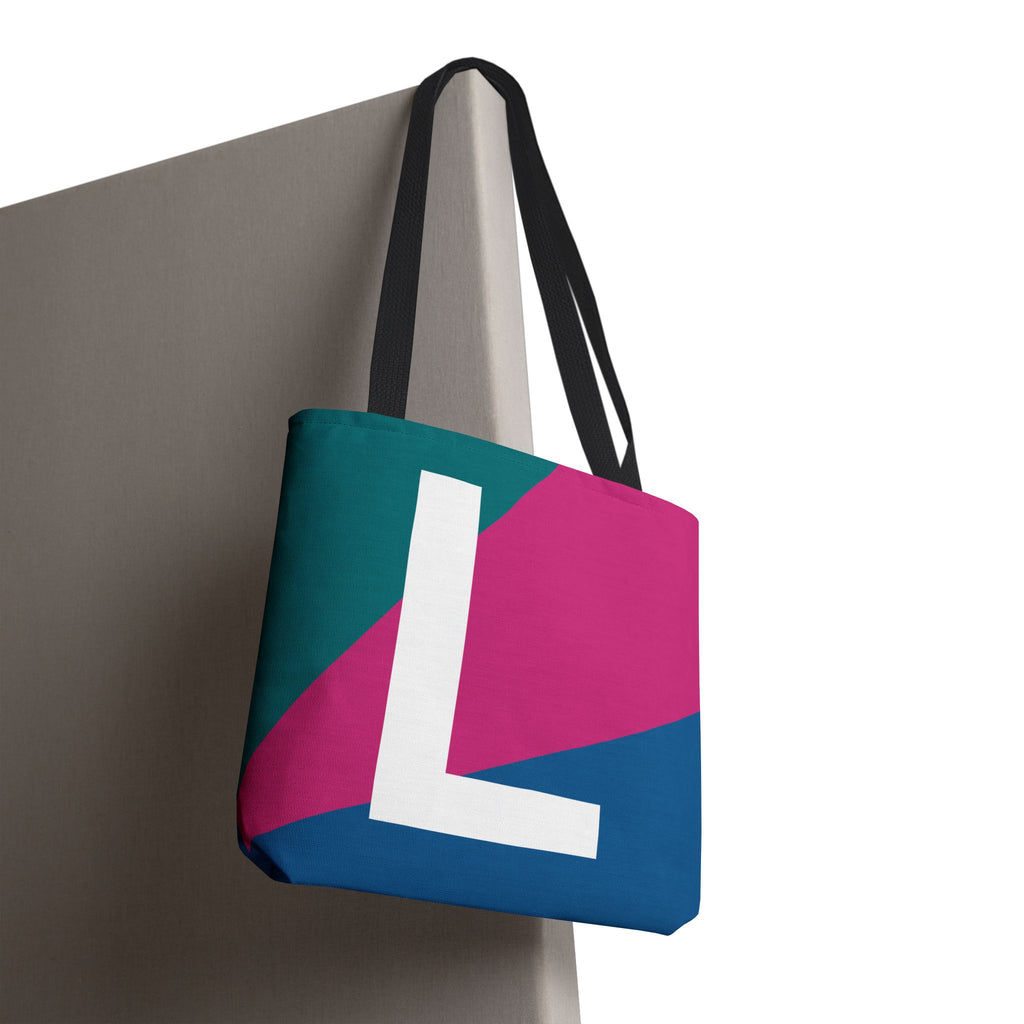 Monogram 'L' Colorblock Tote Bag — Personalized Initial L Shoulder Tote