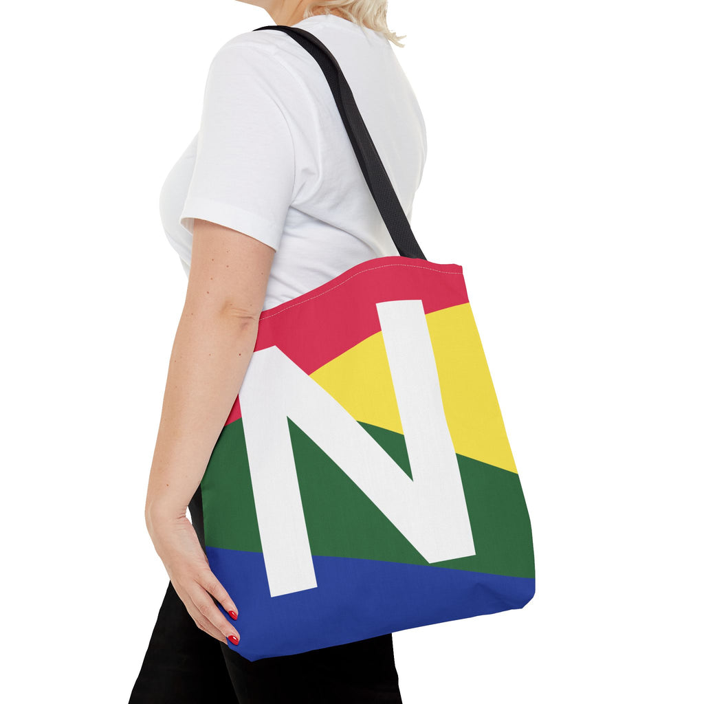 Monogram 'N' Colorblock Tote Bag — Personalized Initial N Shoulder Tote