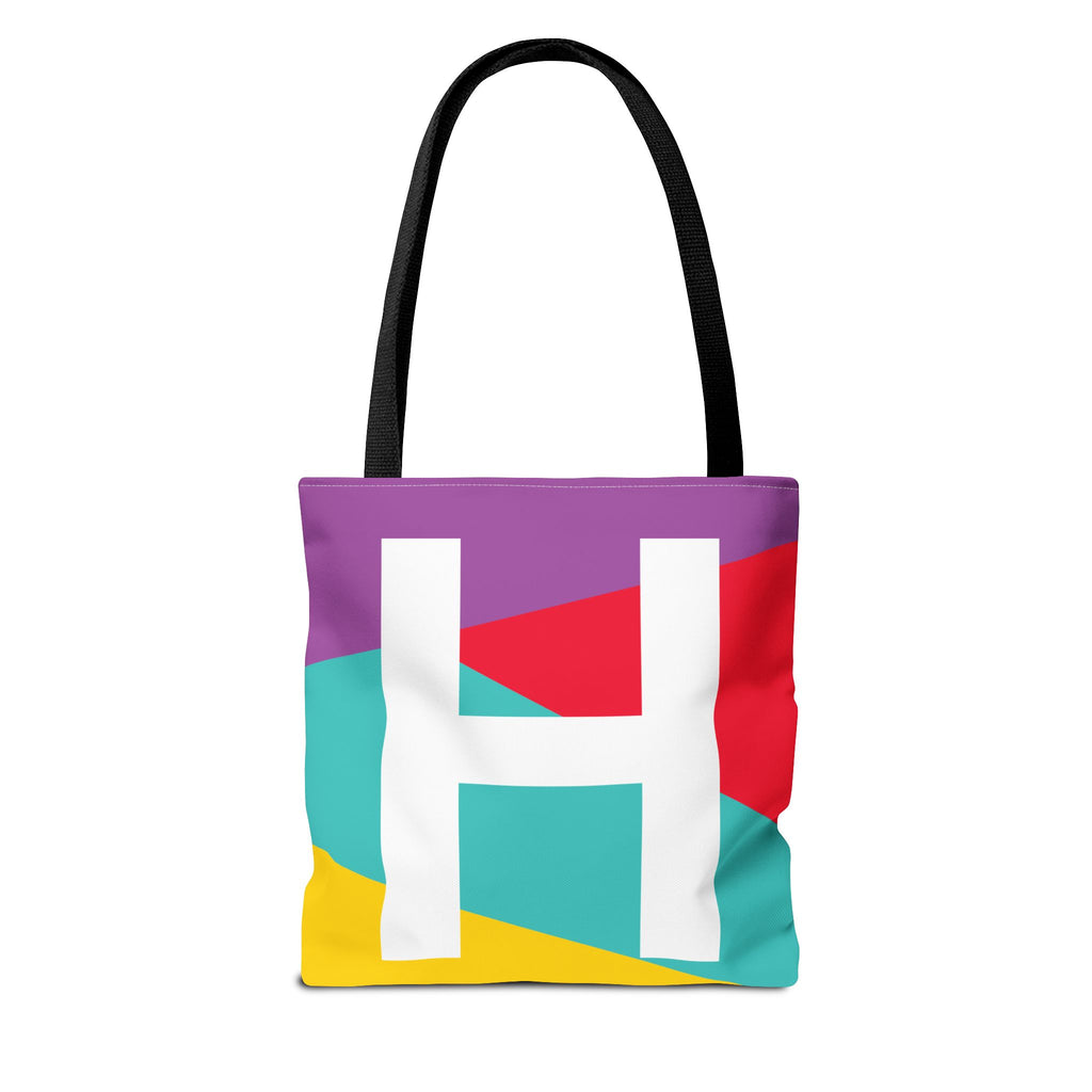 Monogram 'H' Colorblock Tote Bag — Personalized Initial H Shoulder Tote