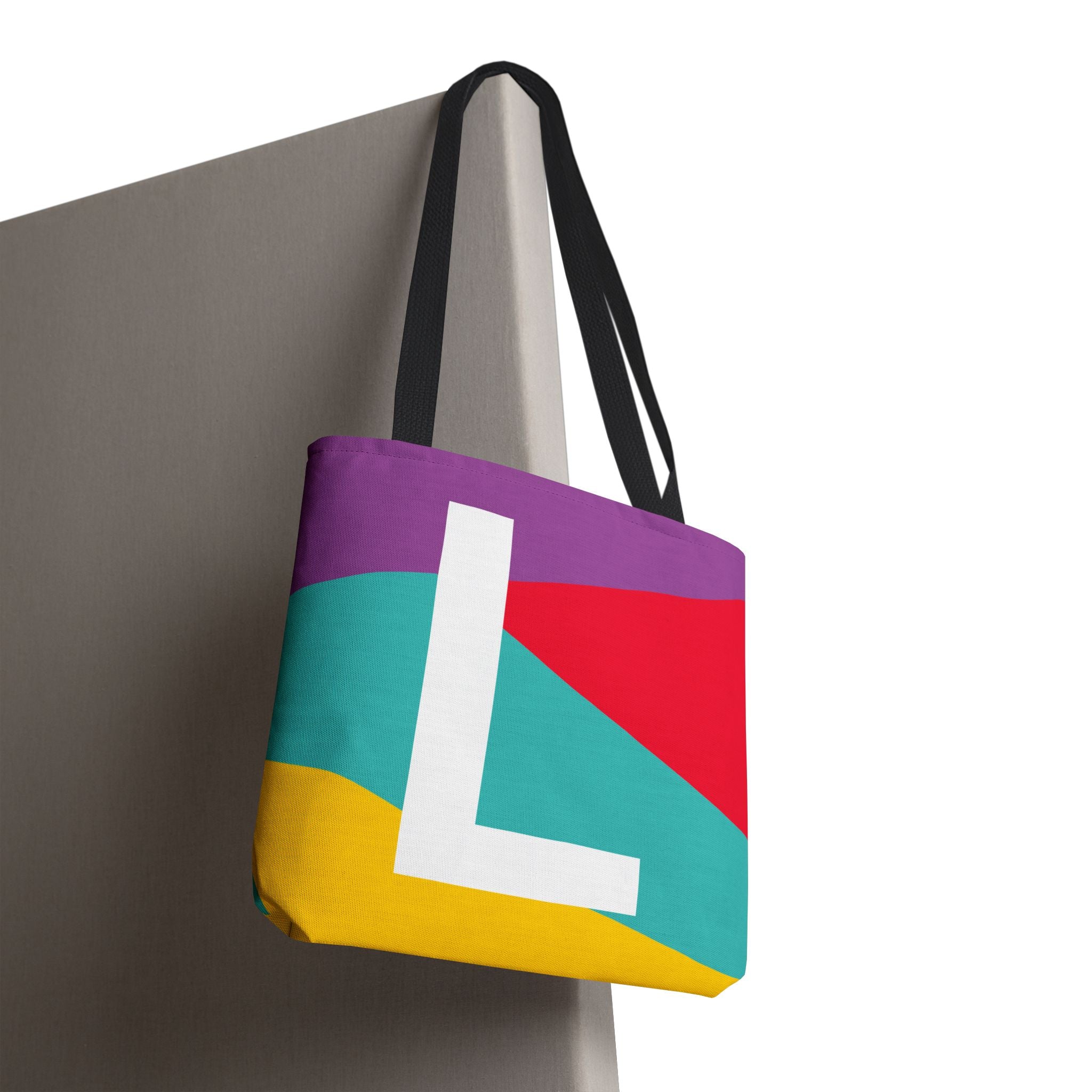 Monogram 'L' Colorblock Tote Bag — Personalized Initial L Shoulder Tote