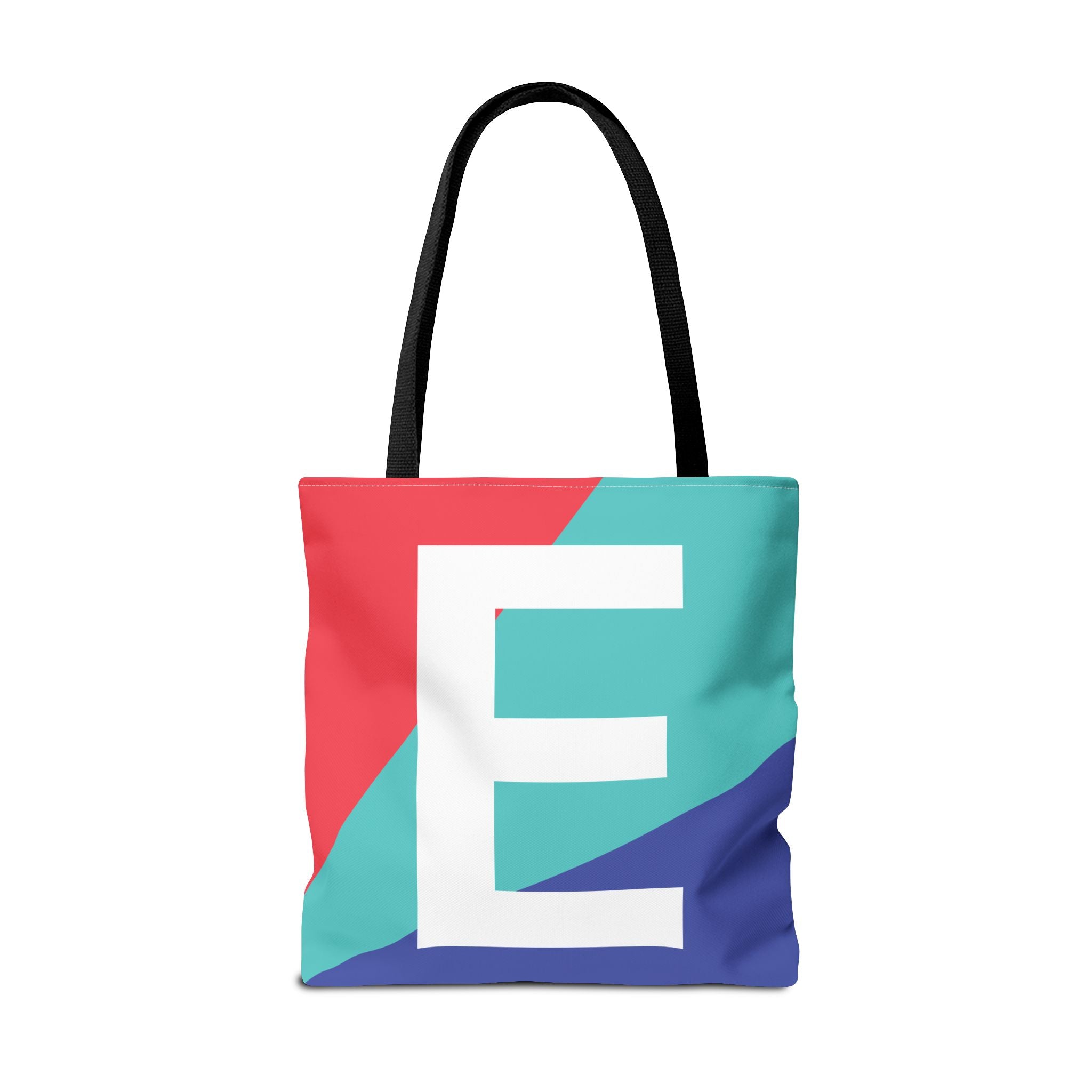 Monogram 'E' Colorblock Tote Bag — Personalized Initial E Shoulder Tote