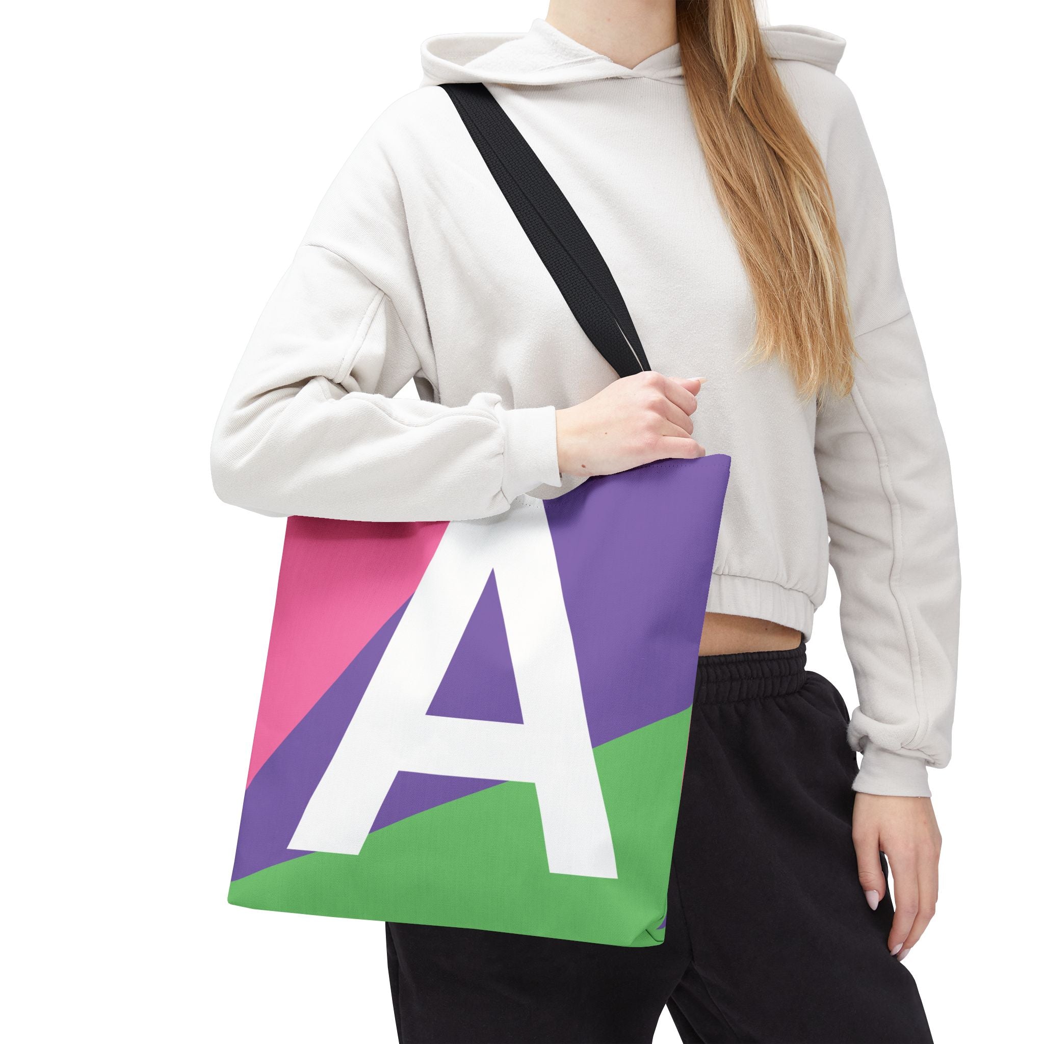 Monogram 'A' Colorblock Tote Bag — Personalized Initial A Shoulder Tote