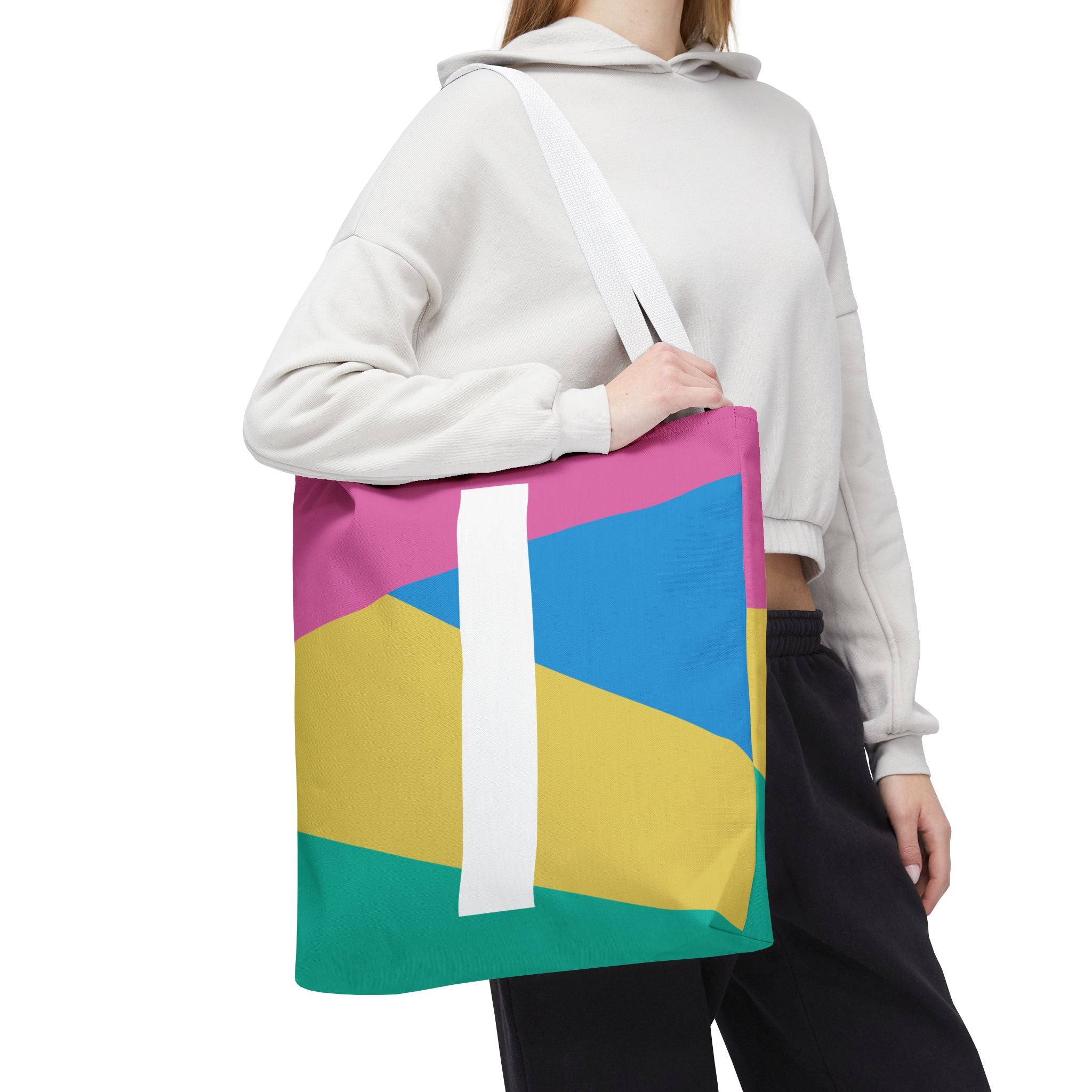 Monogram 'I' Colorblock Tote Bag — Personalized Initial I Shoulder Tote