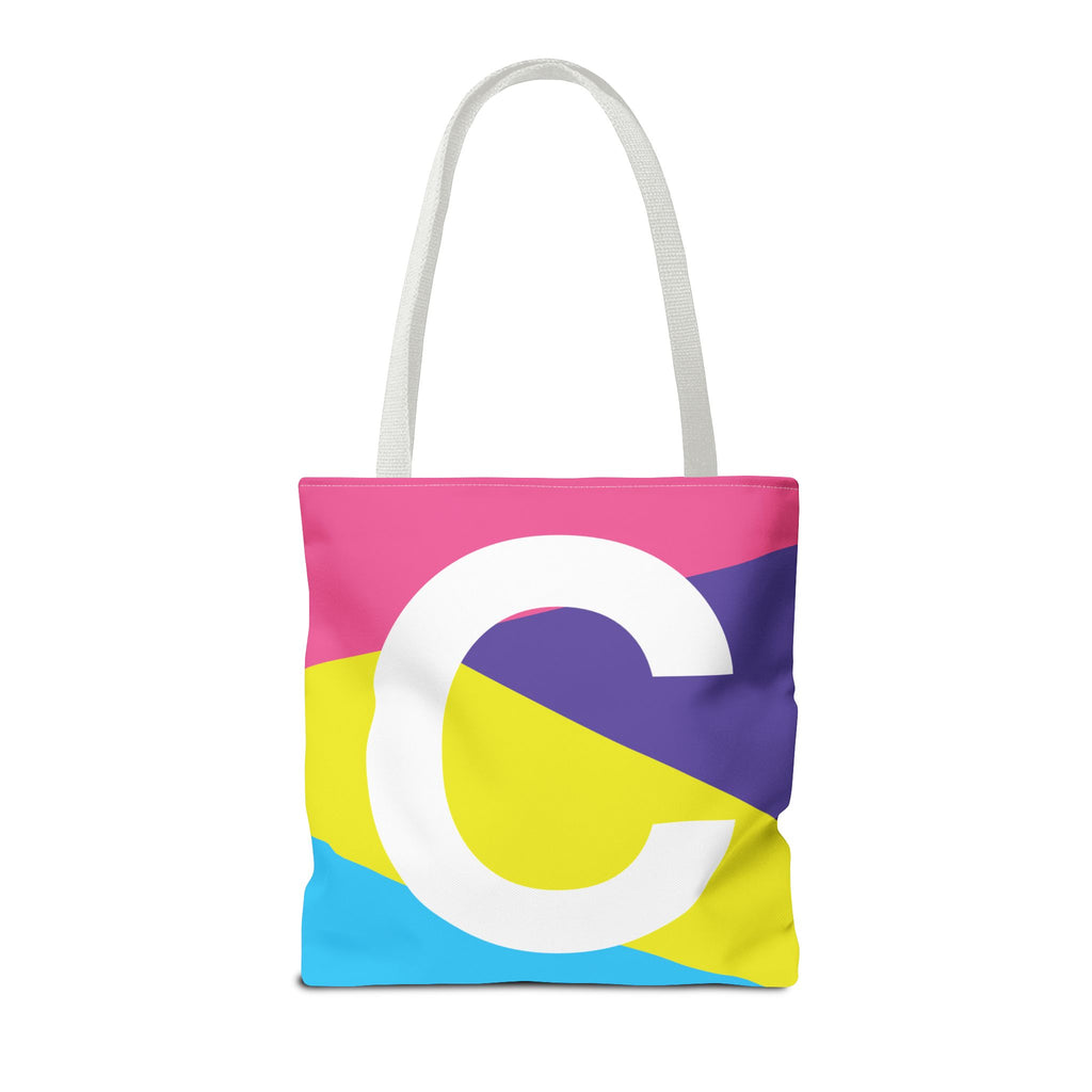 Monogram 'C' Colorblock Tote Bag — Personalized Initial C Shoulder Tote