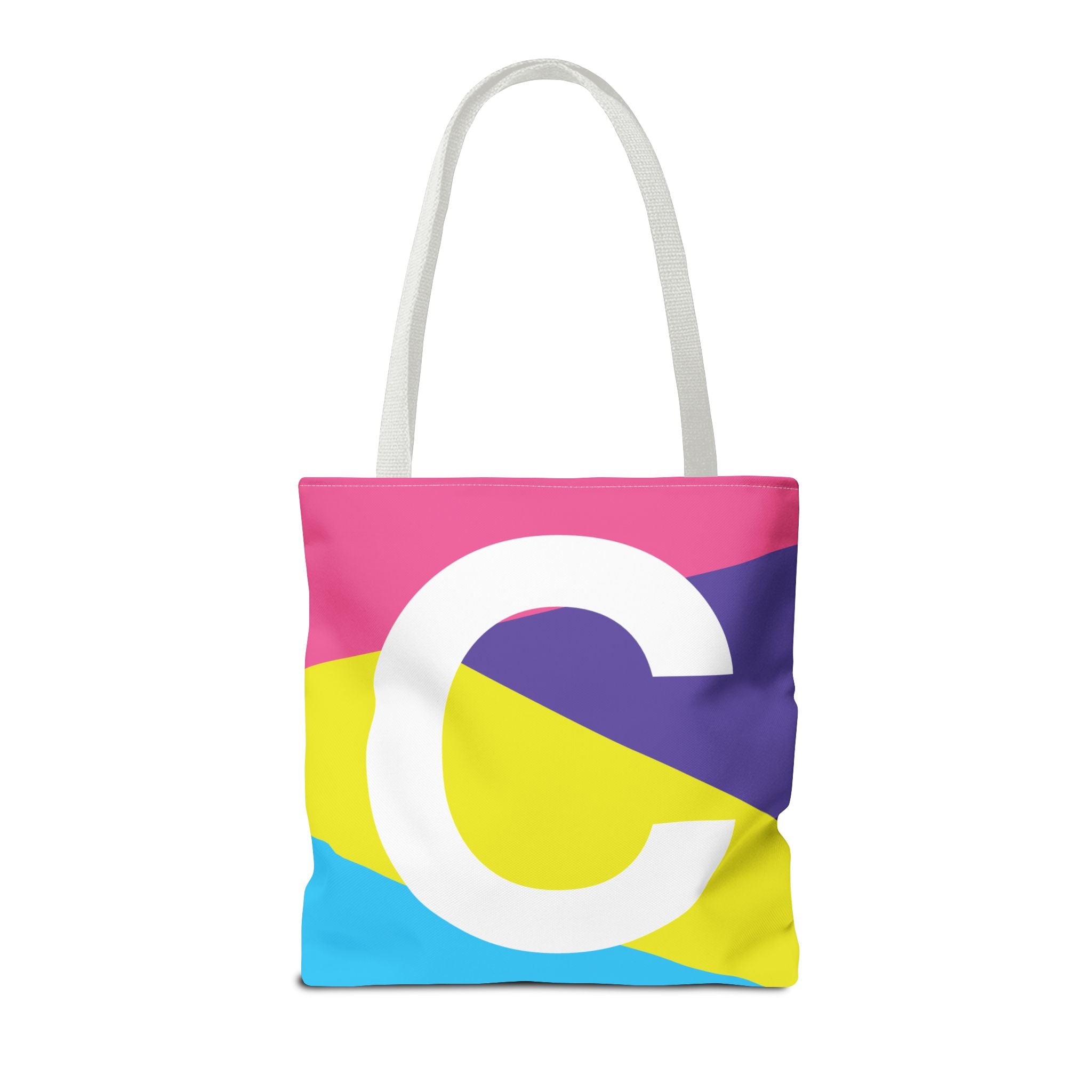 Monogram 'C' Colorblock Tote Bag — Personalized Initial C Shoulder Tote