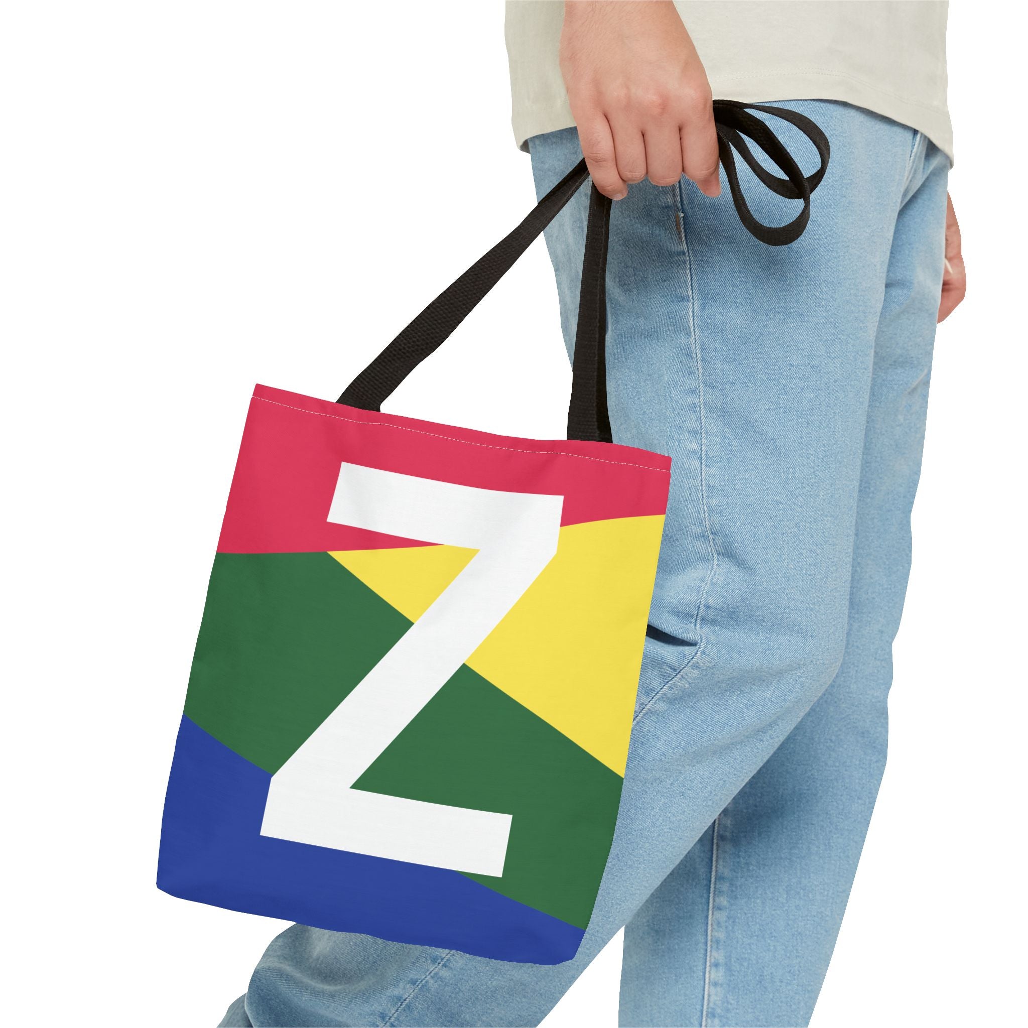 Monogram 'Z' Colorblock Tote Bag — Personalized Initial Z Shoulder Tote