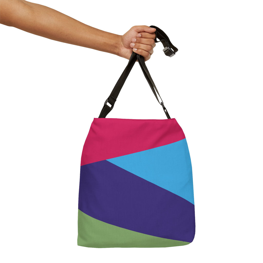 Colorblock Geometric Tote Bag — Adjustable Strap, Bright Abstract Pattern