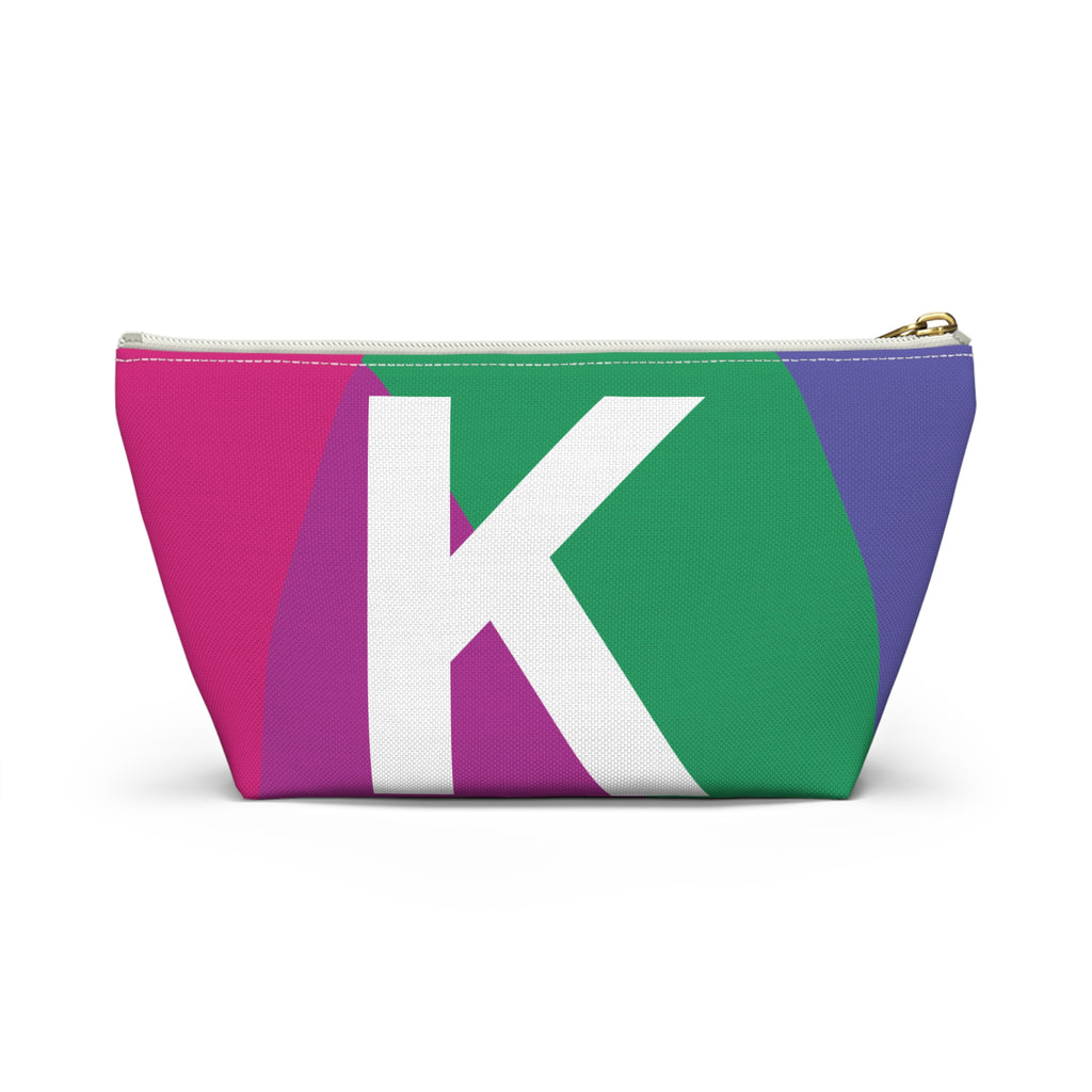 Initials Colorblock Accessory Pouch — Monogram K T-Bottom Cosmetic Bag