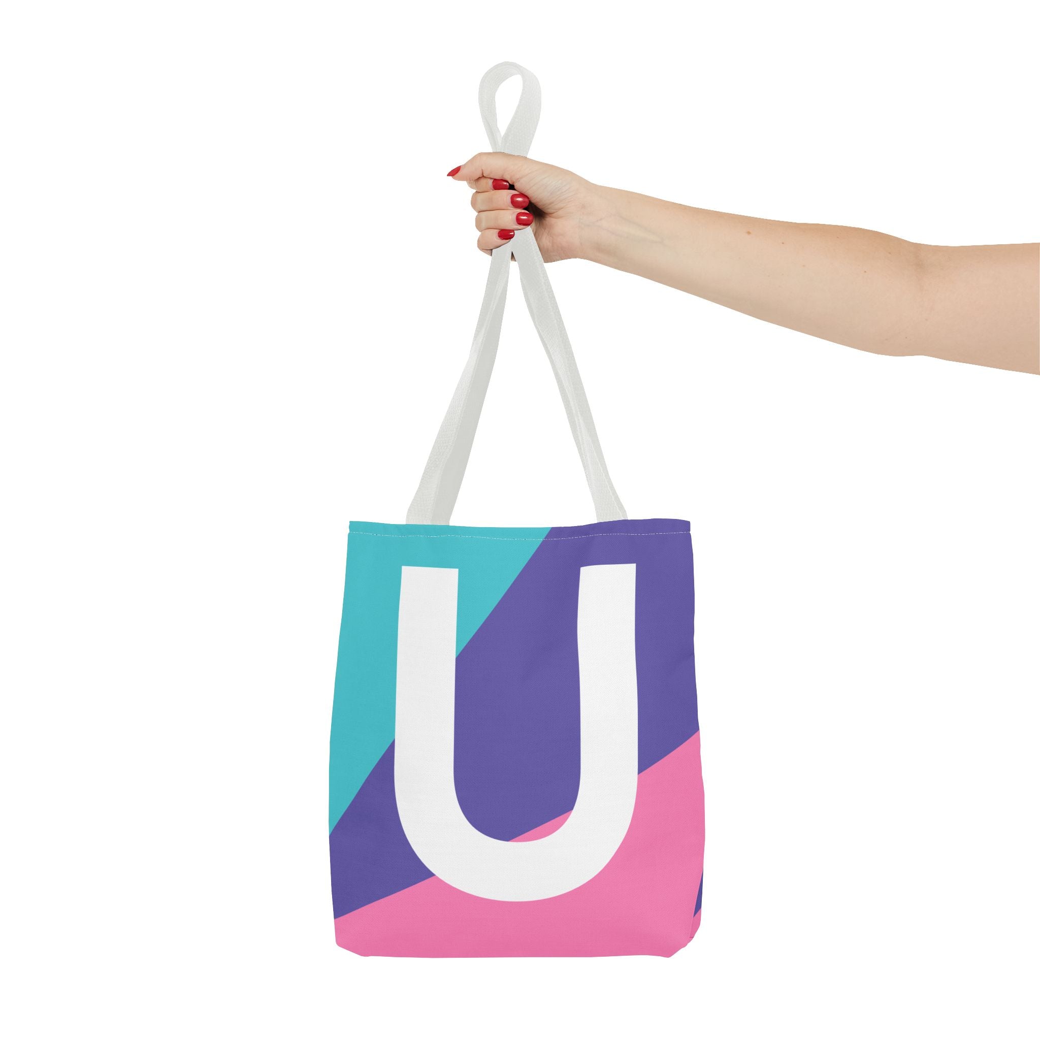 Monogram 'U' Colorblock Tote Bag — Personalized Initial U Shoulder Tote