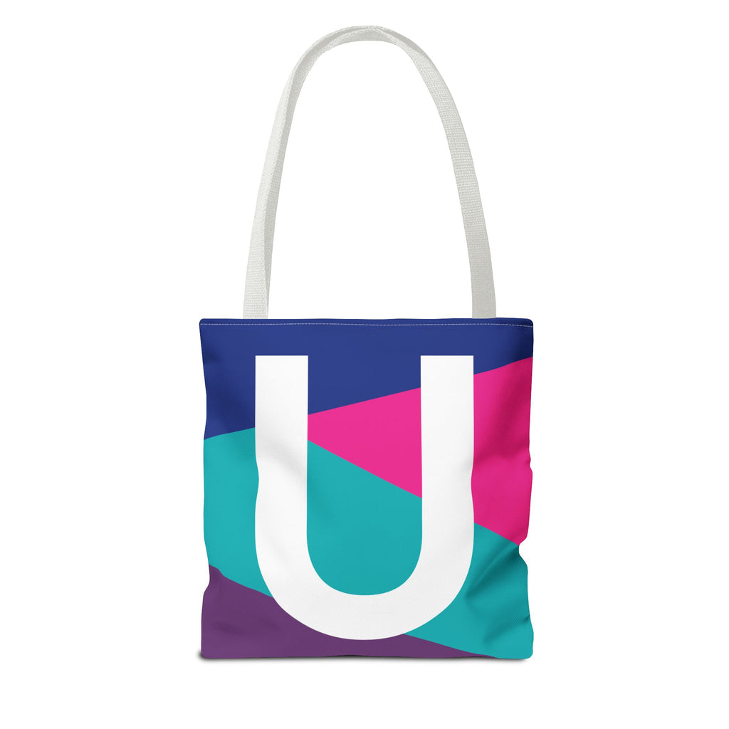 Monogram 'U' Colorblock Tote Bag — Personalized Initial U Shoulder Tote