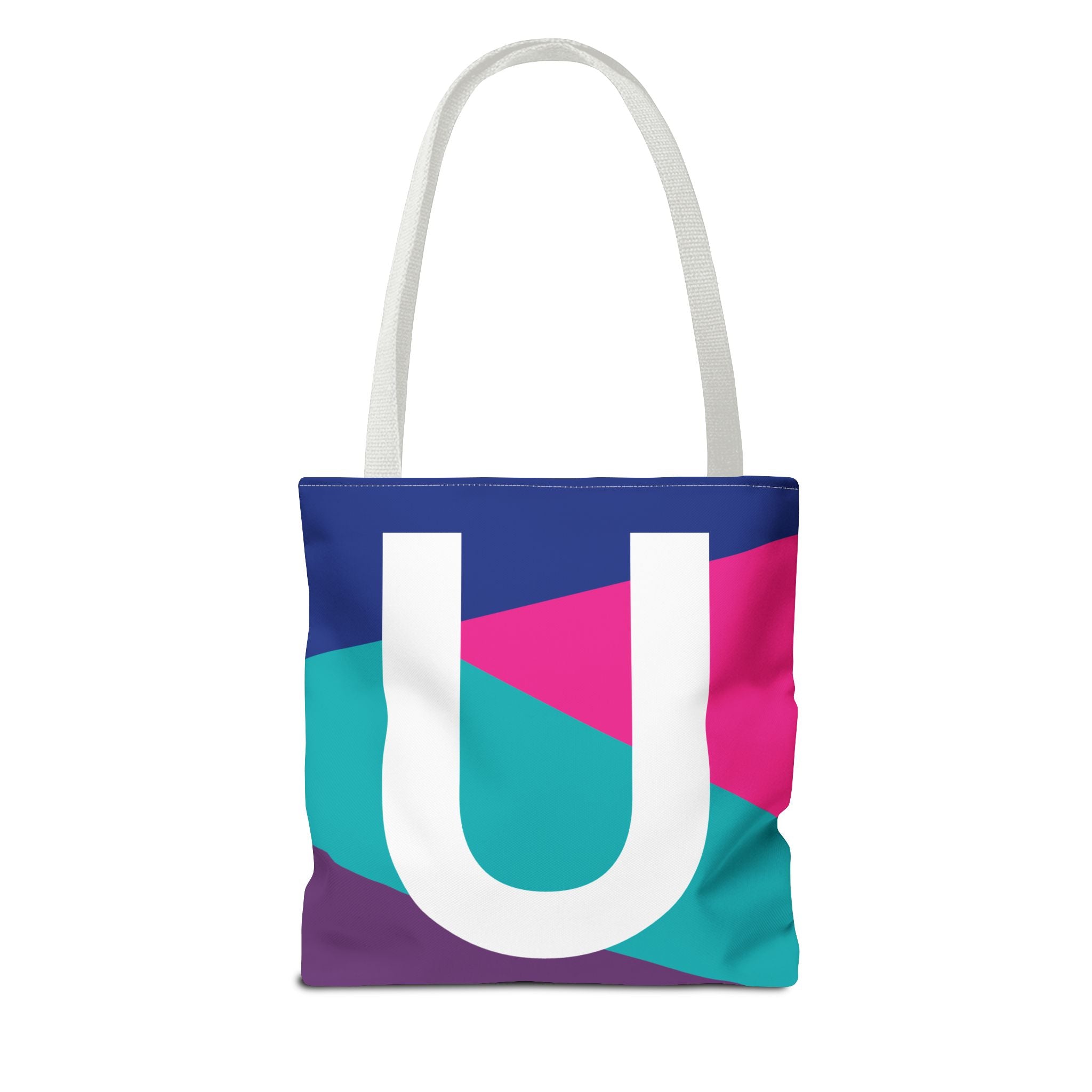 Monogram 'U' Colorblock Tote Bag — Personalized Initial U Shoulder Tote