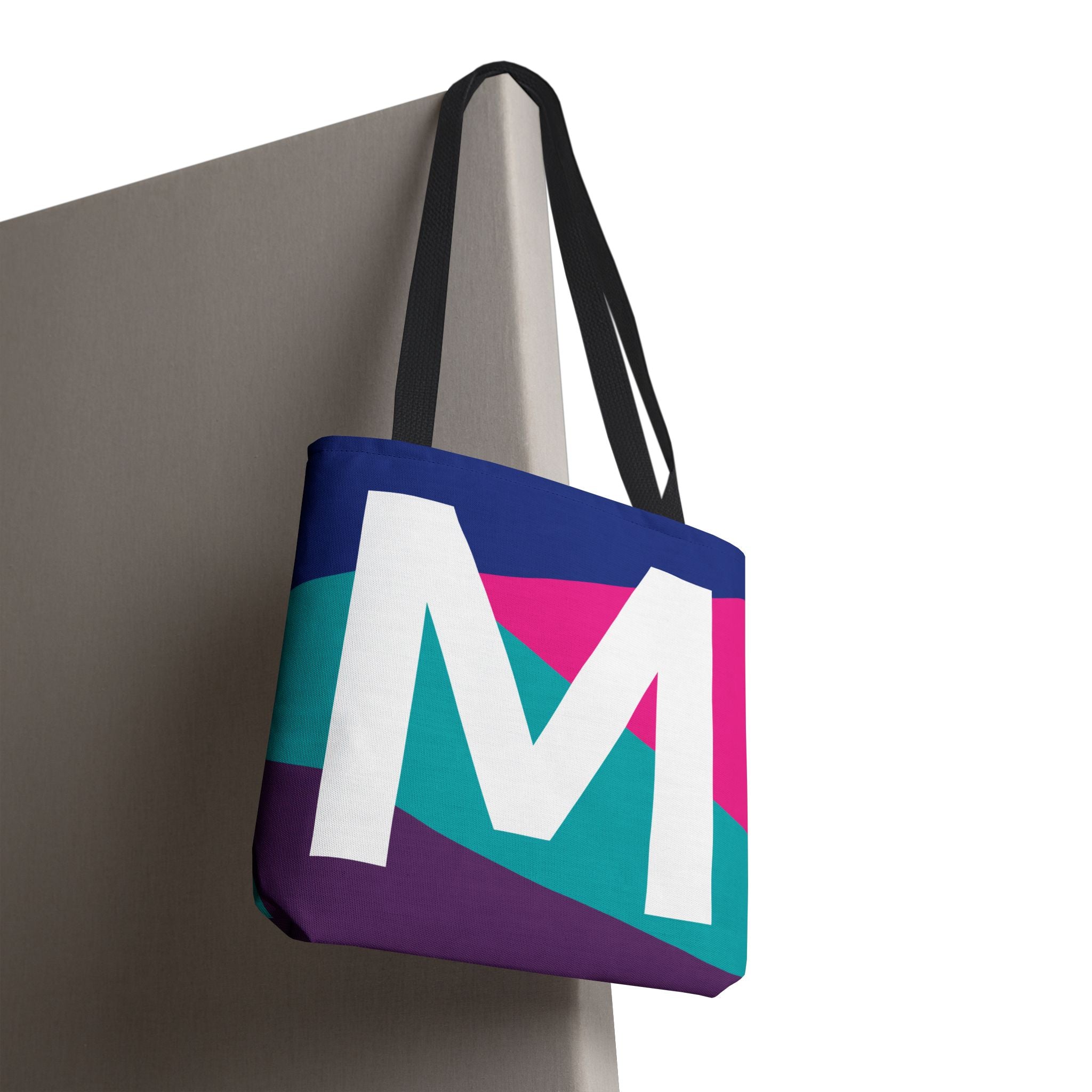 Monogram 'M' Colorblock Tote Bag — Personalized Initial L Shoulder Tote