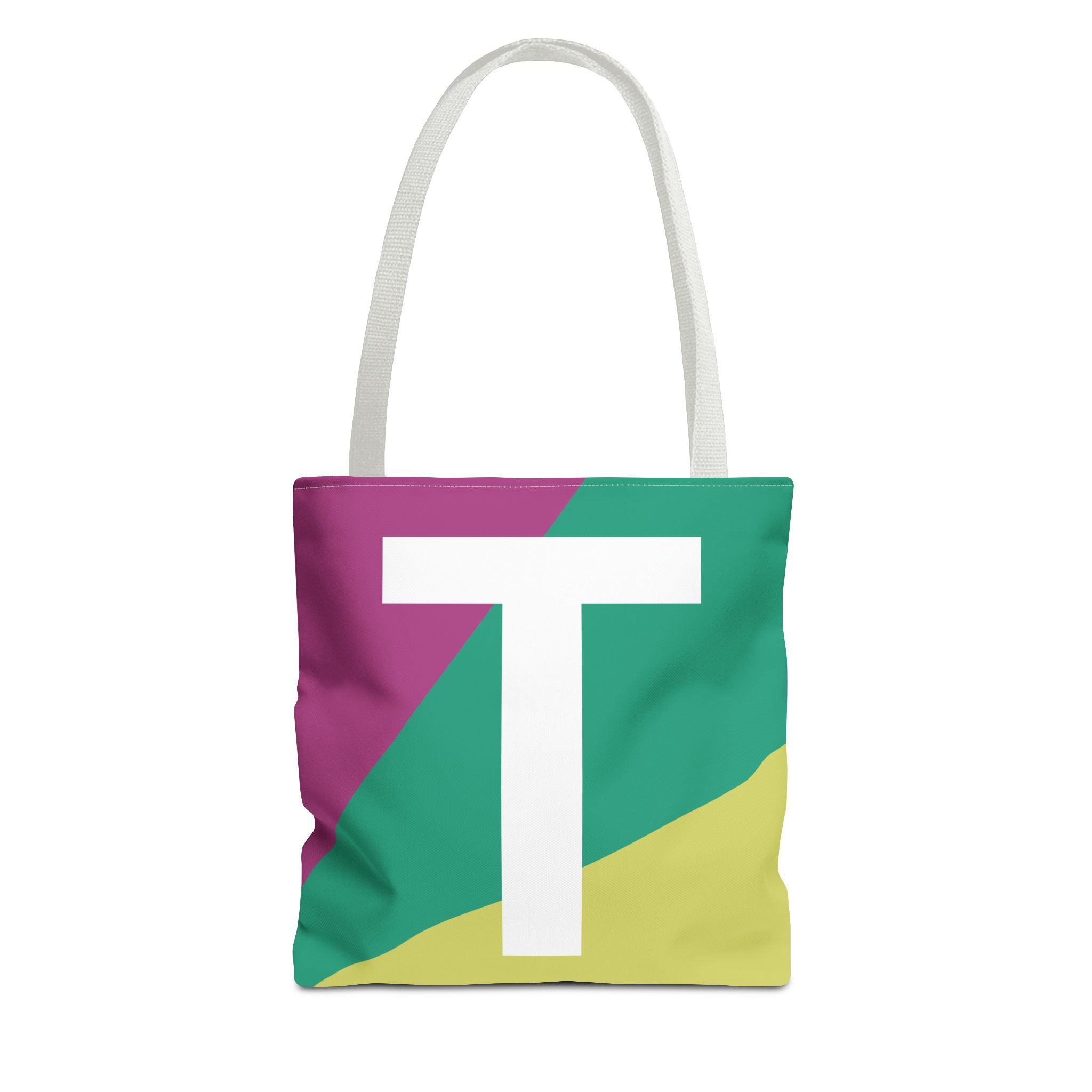 Monogram 'T' Colorblock Tote Bag — Personalized Initial T Shoulder Tote