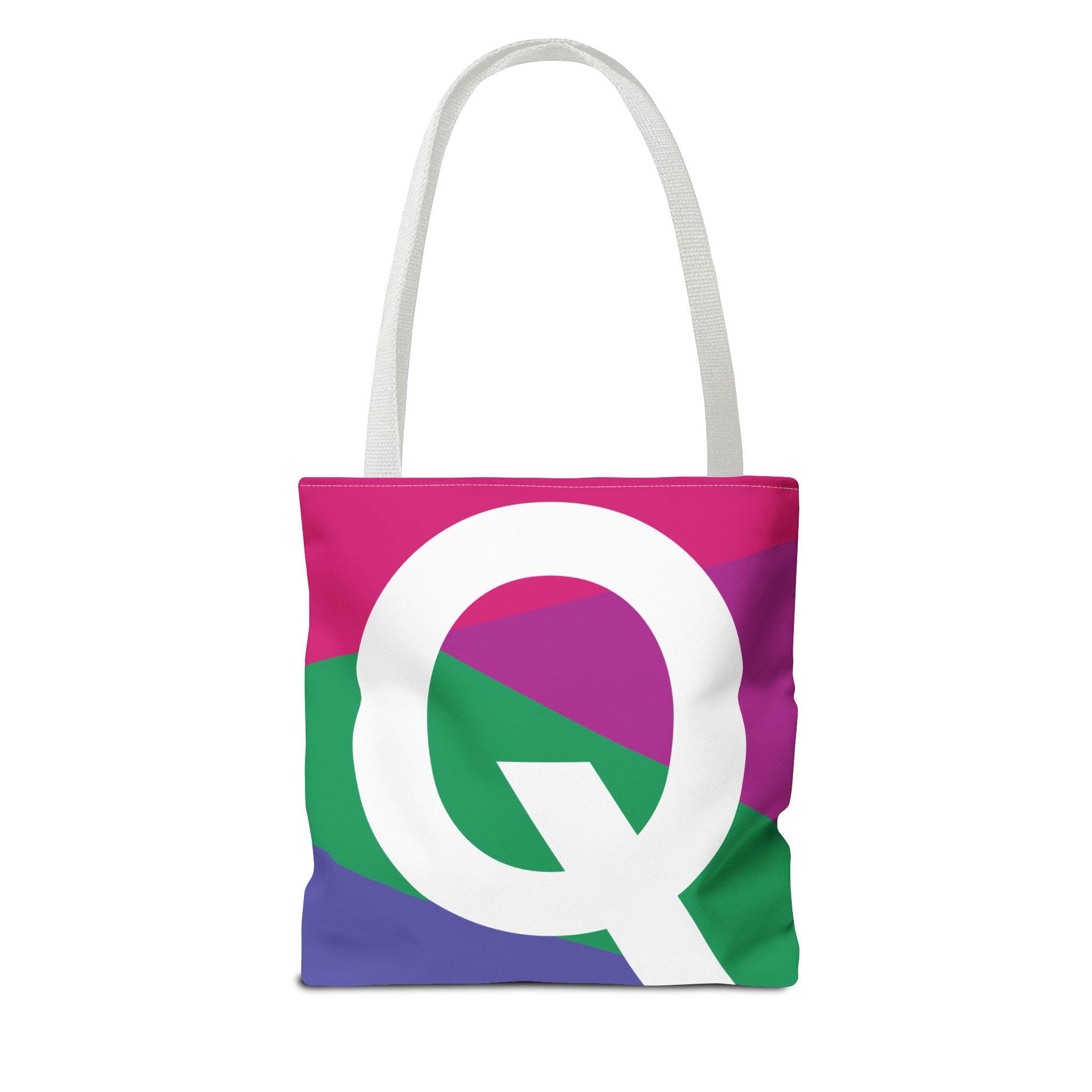 Monogram 'Q' Colorblock Tote Bag — Personalized Initial Q Shoulder Tote
