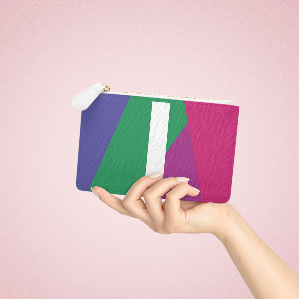 Initial I Mini Clutch — Colorblock Monogram Wristlet Wallet