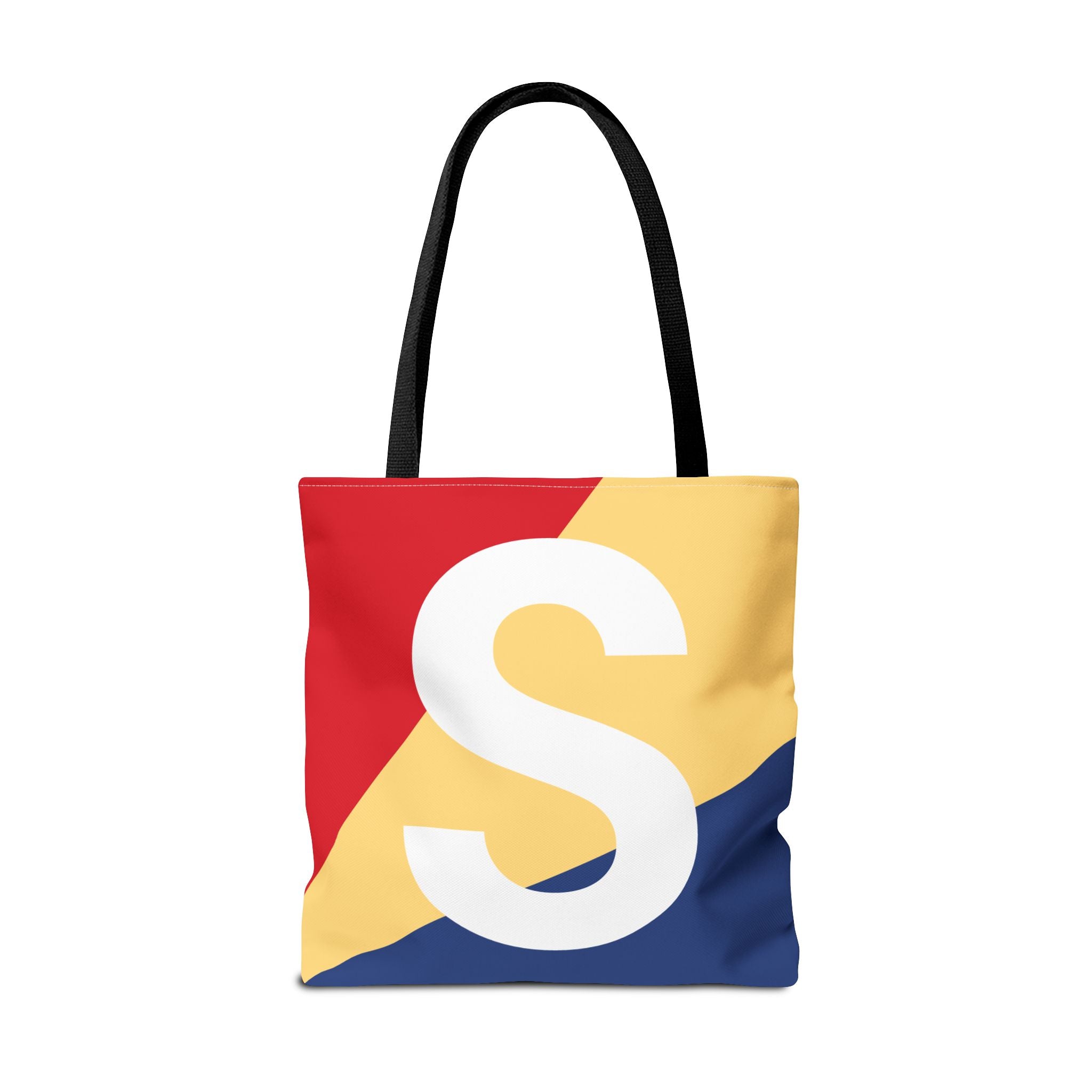 Monogram 'S' Colorblock Tote Bag — Personalized Initial S Shoulder Tote
